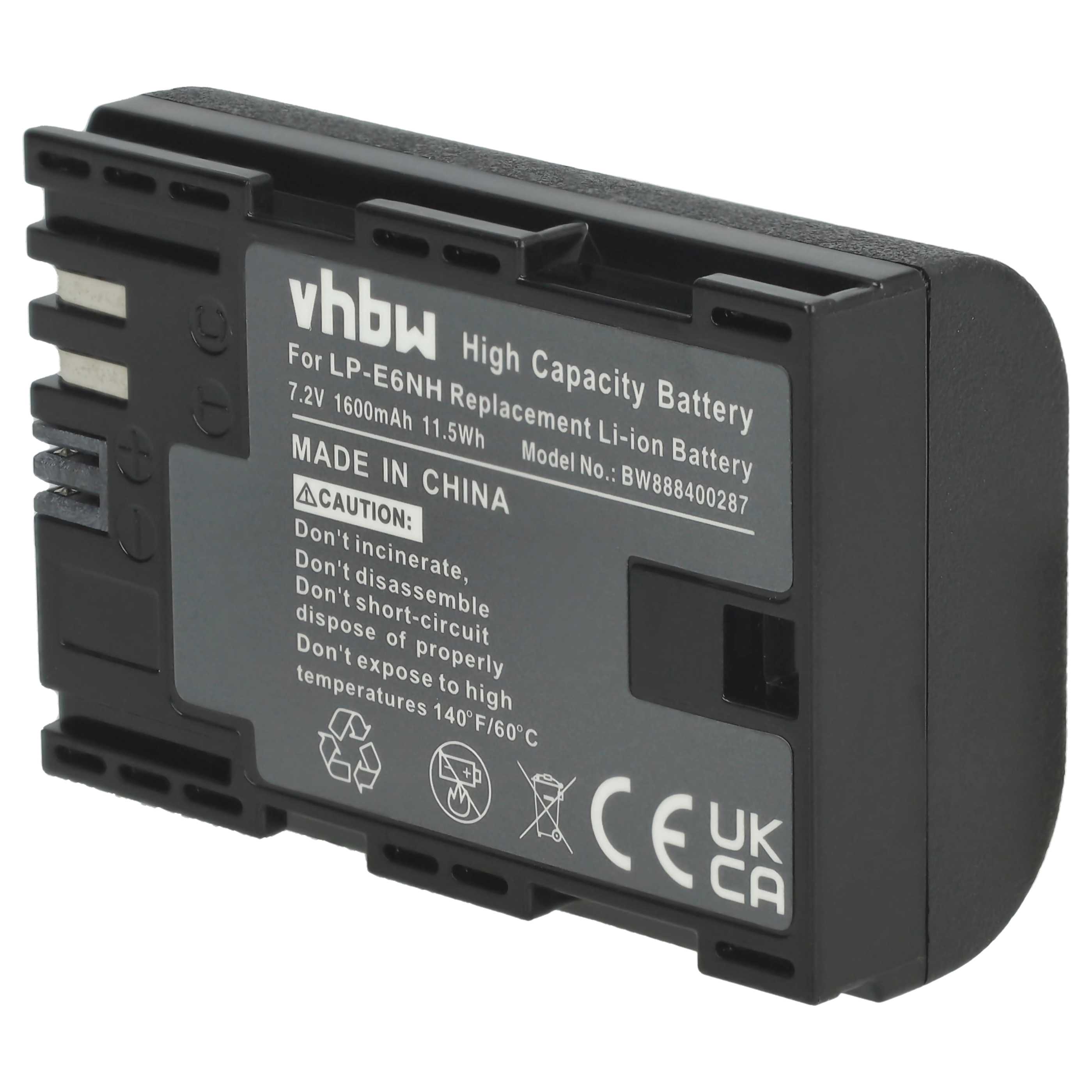 Battery replaces Canon LP-E6, LP-E6NH - 1600mAh, 7.2V, Li-Ion