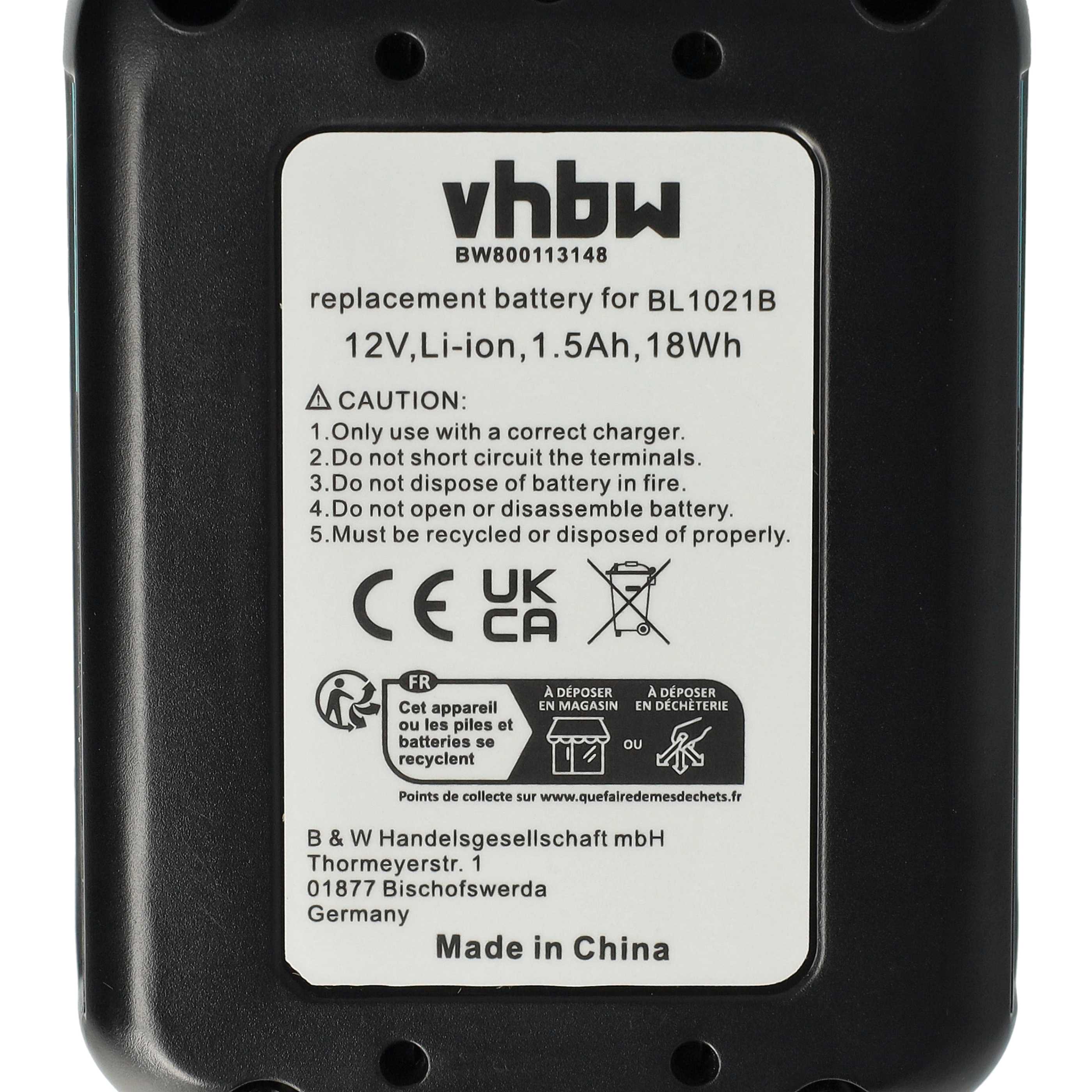 3x Batería para herramienta reemplaza Makita 197396-9, 197402-0, 197390-1, 197394-3 - 1500 mAh, 12 V, Li-Ion