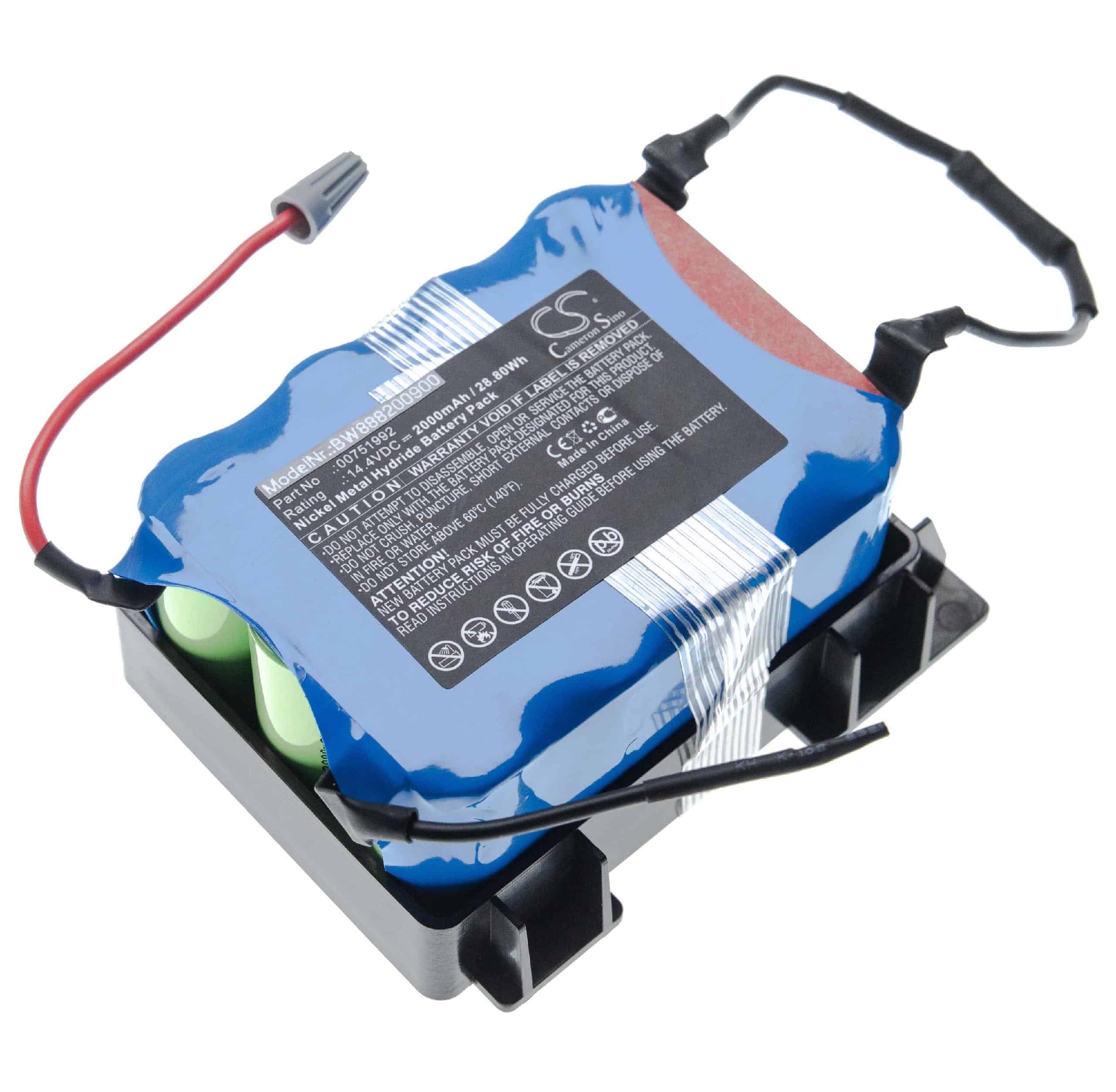 Batterie remplace Bosch/Siemens 00751992 pour aspirateur - 2000mAh 14,4V NiMH
