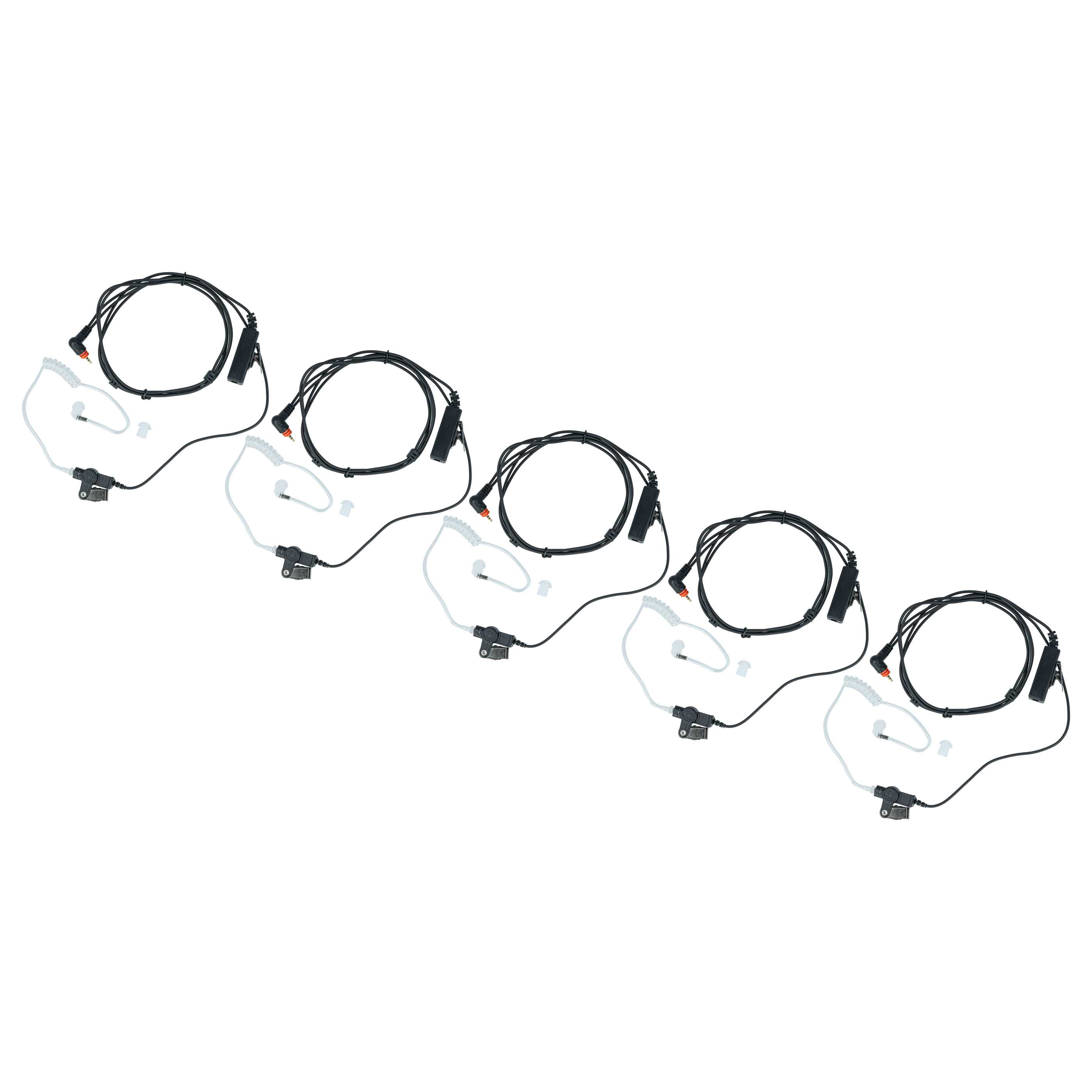 5x Security Radio Headset suitable for Motorola SL7550 - "Take Call Button", Clip Mount + Phono Cable