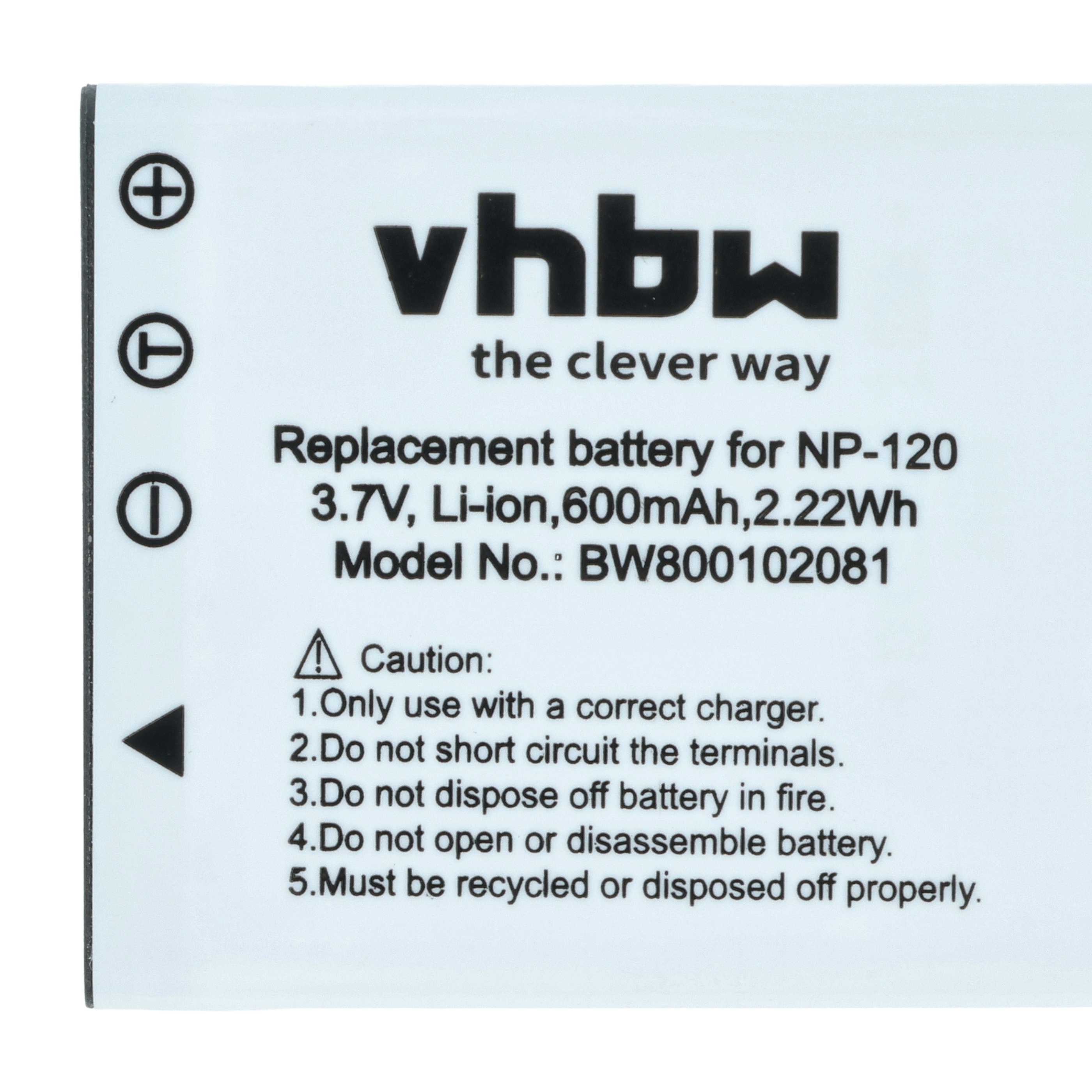 3x Battery replaces Casio NP-120 - 550mAh, 3.6V, Li-Ion