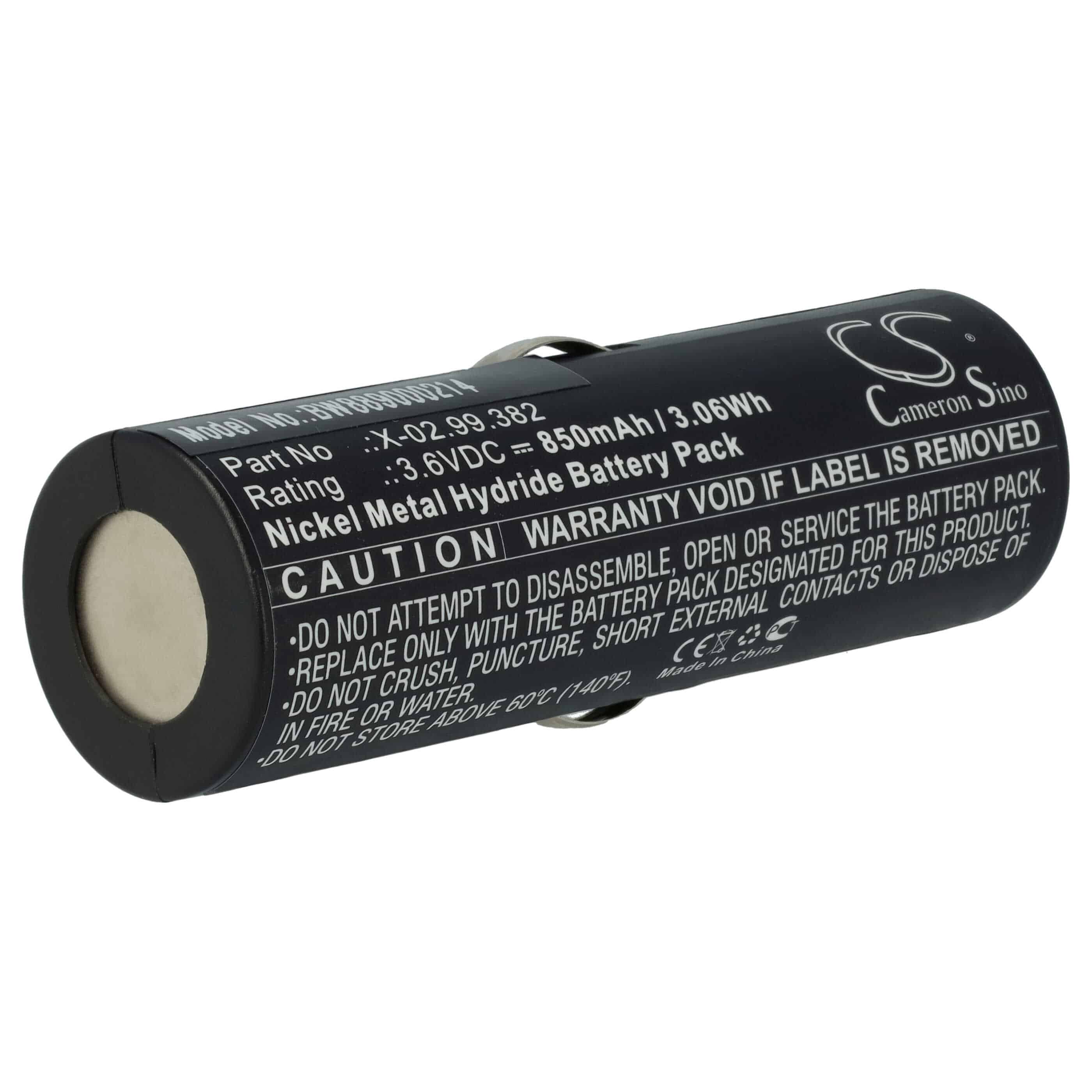 Batterie remplace Heine X-02.99.380, BATT/110904-A1 pour appareil médical Heine - 850mAh 3,6V NiMH