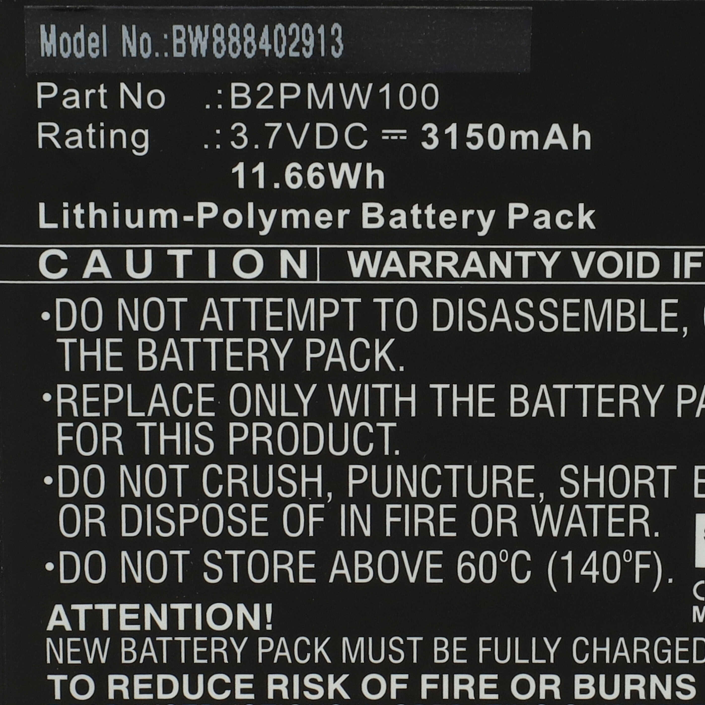 Batterie remplace HTC B2PMW100 pour tablette - 3150mAh 3,7V Li-polymère
