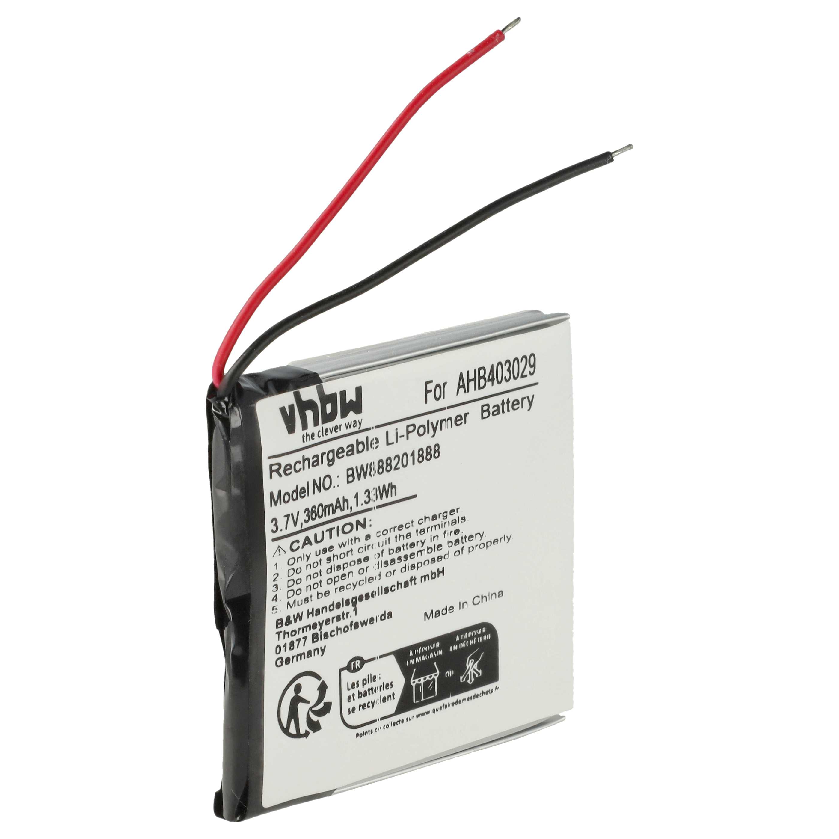 Akumulator do słuchawek bezprzewodowych zamiennik Plantronics AHB403029 - 360 mAh 3,7 V LiPo