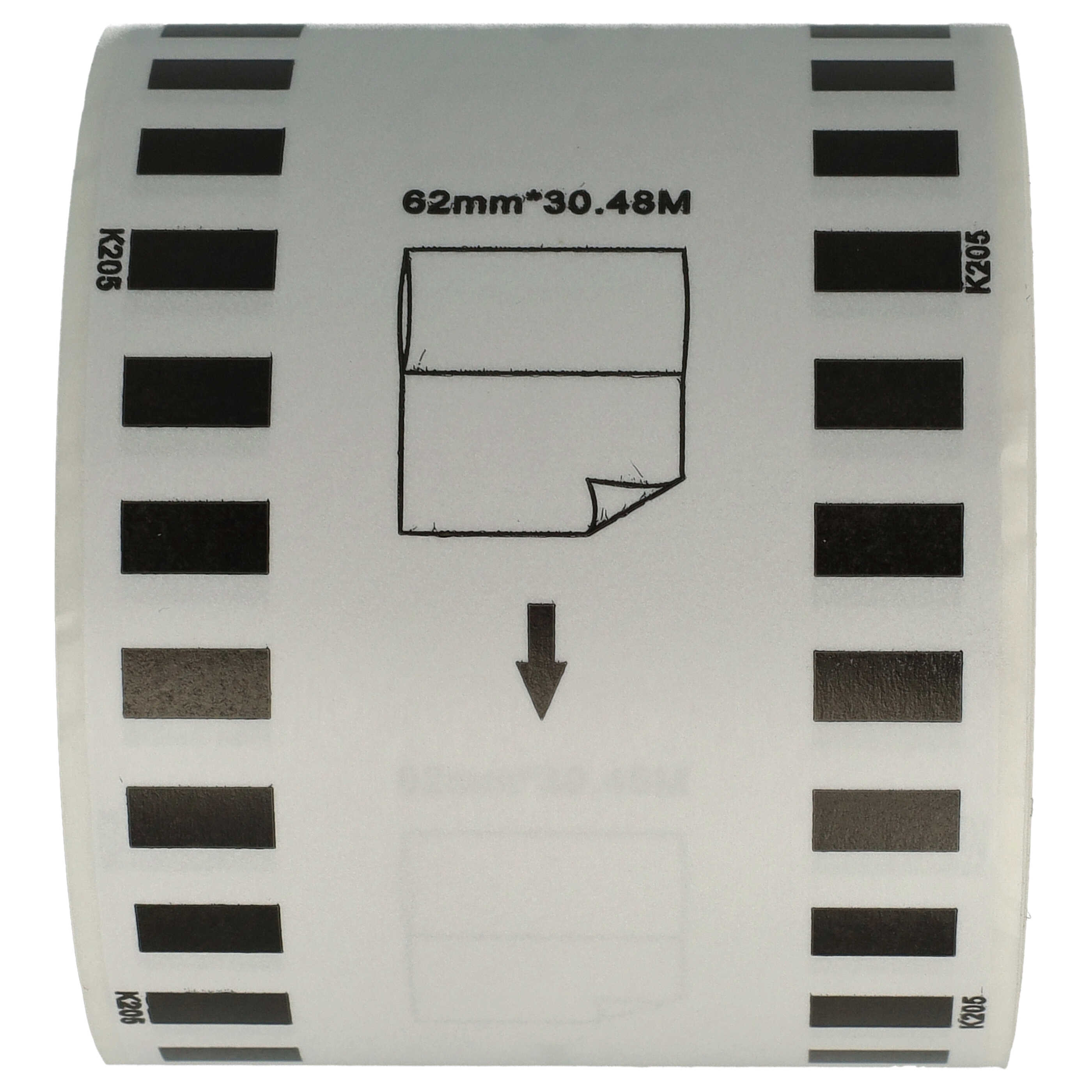 Etiquetas reemplaza Brother DK-22205 para impresora etiquetas - Premium 62 mm x 30,48 m