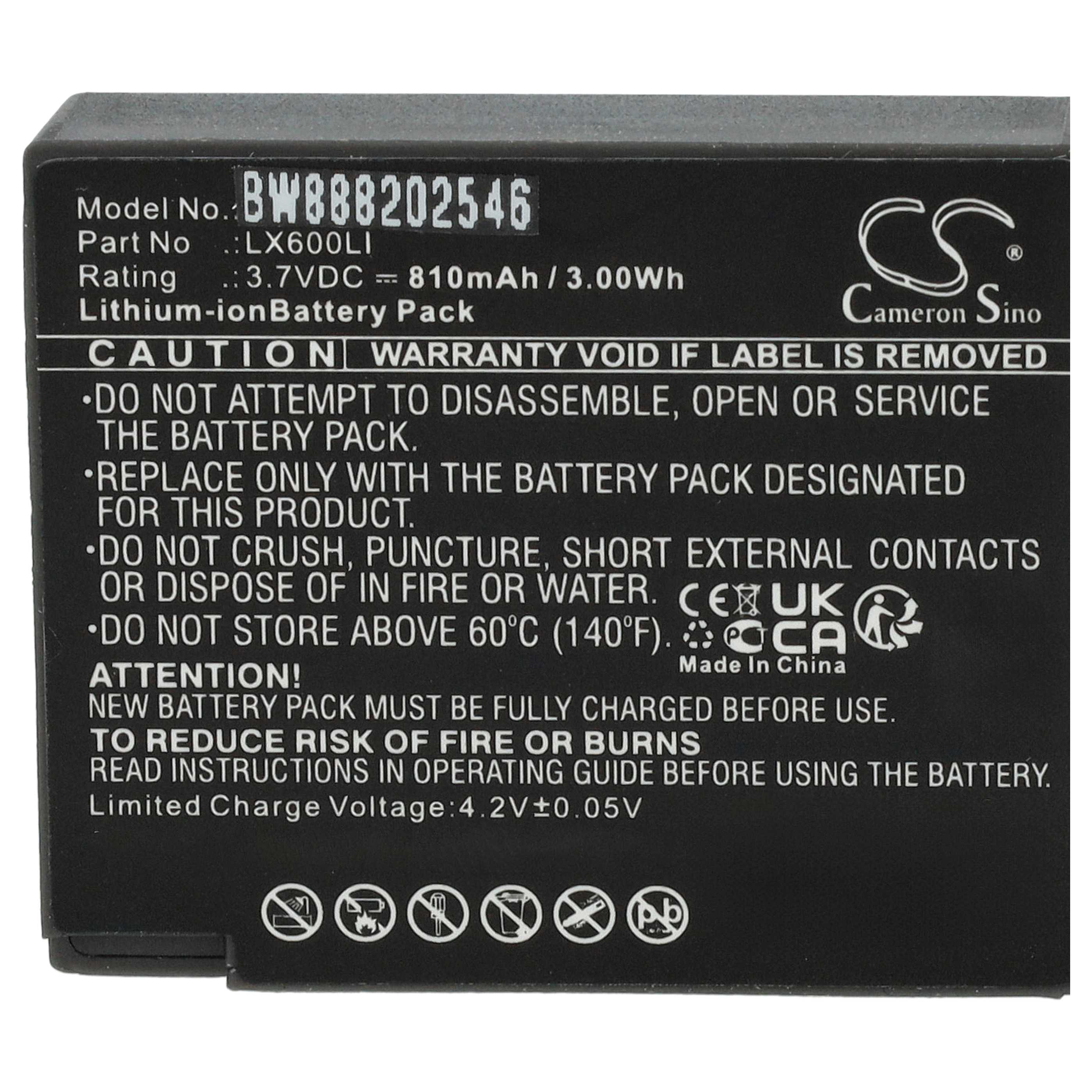 Batteria sostituisce Eartec LX600LI per auricolari cuffie - 810mAh 3,7V Li-Ion