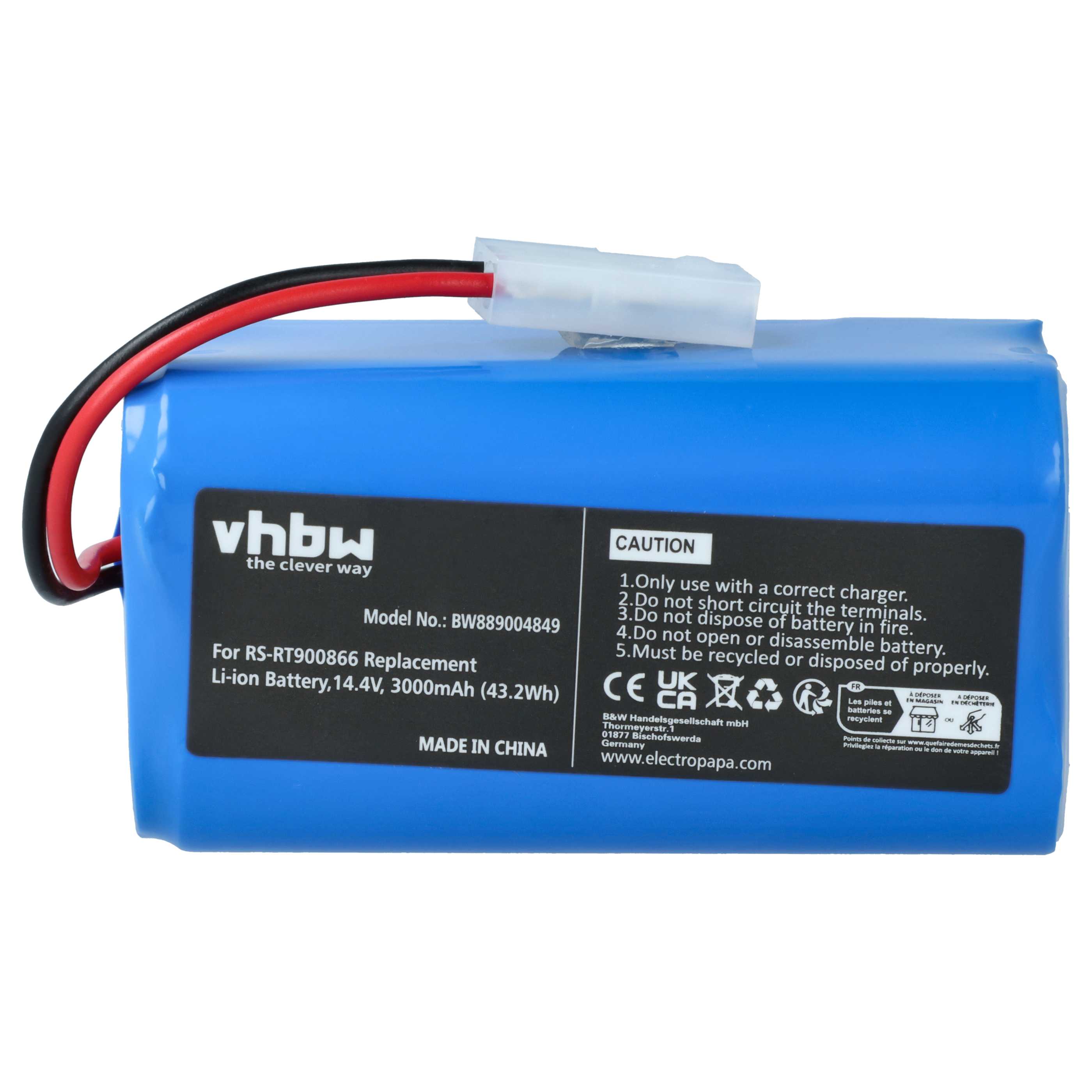 Battery replaces Rowenta RS-RT900866 for Rowenta 3000mAh, 14.4V, Li-Ion