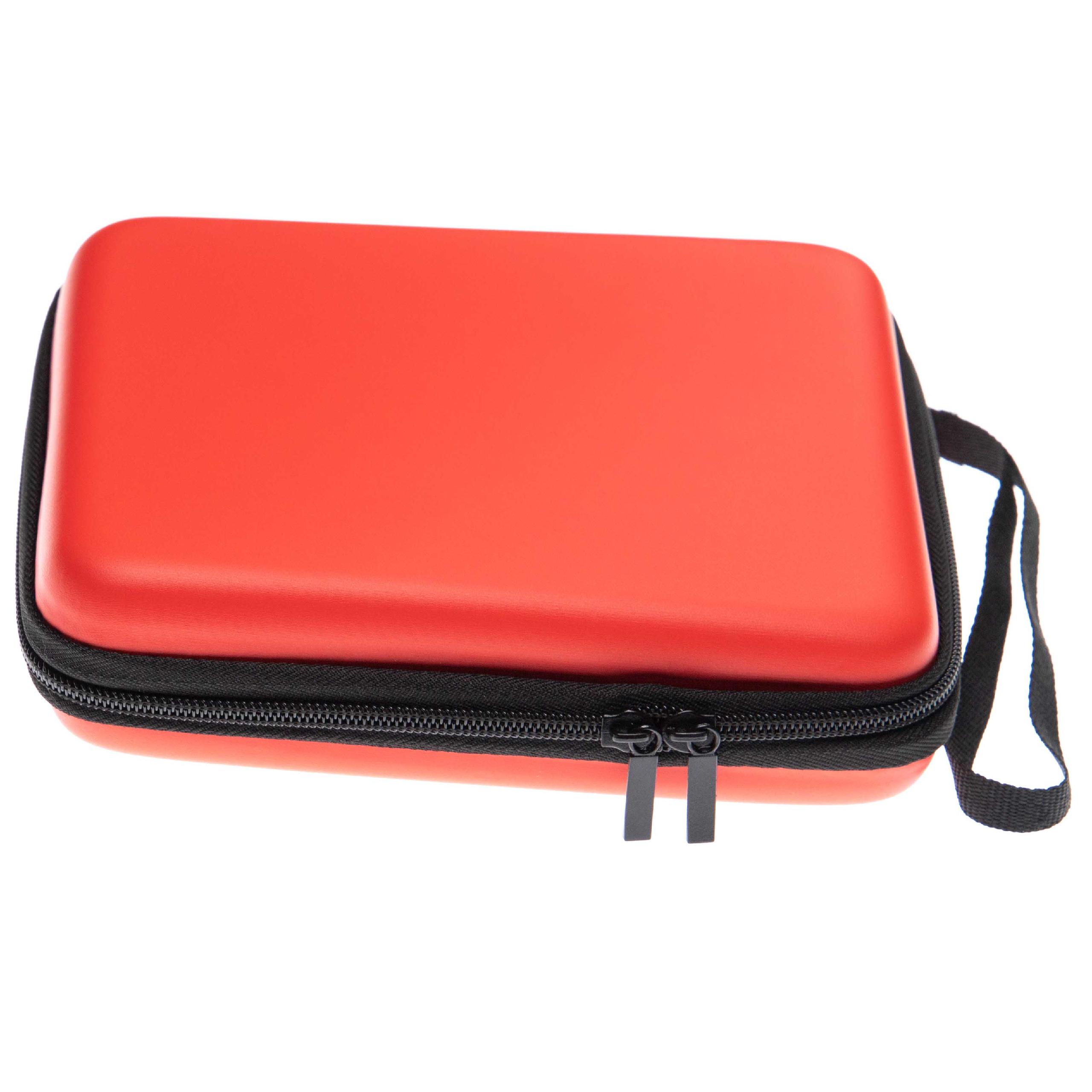 vhbw Bolsa consola de juegos -funda protectora, bolsa de transporte + correa con mosquetón, negro, rojo