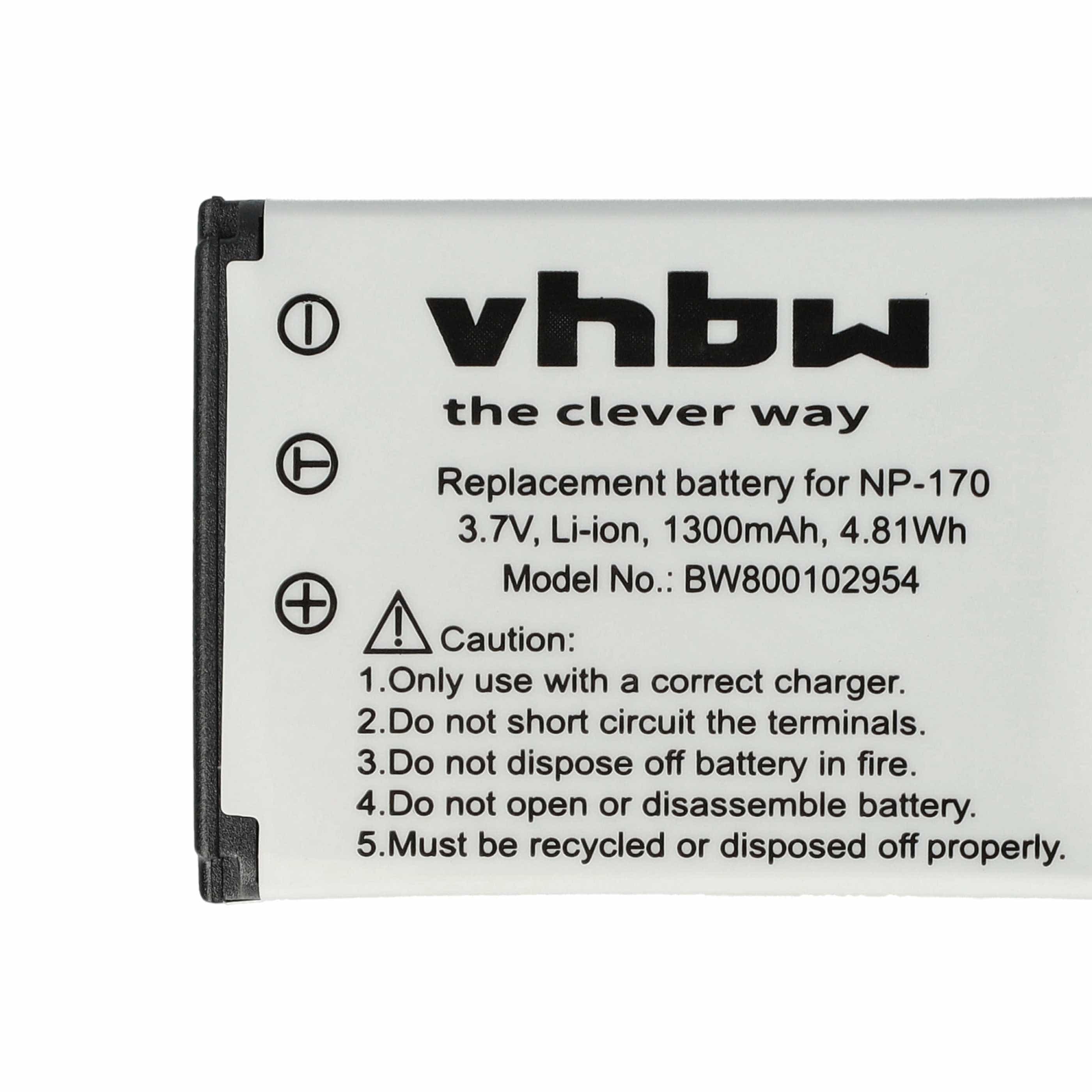 Videocamera 2x Battery replaces Aiptek CB170, CB-170, 084-07042L-062 - 1300 mAh 3.7 V Li-Ion