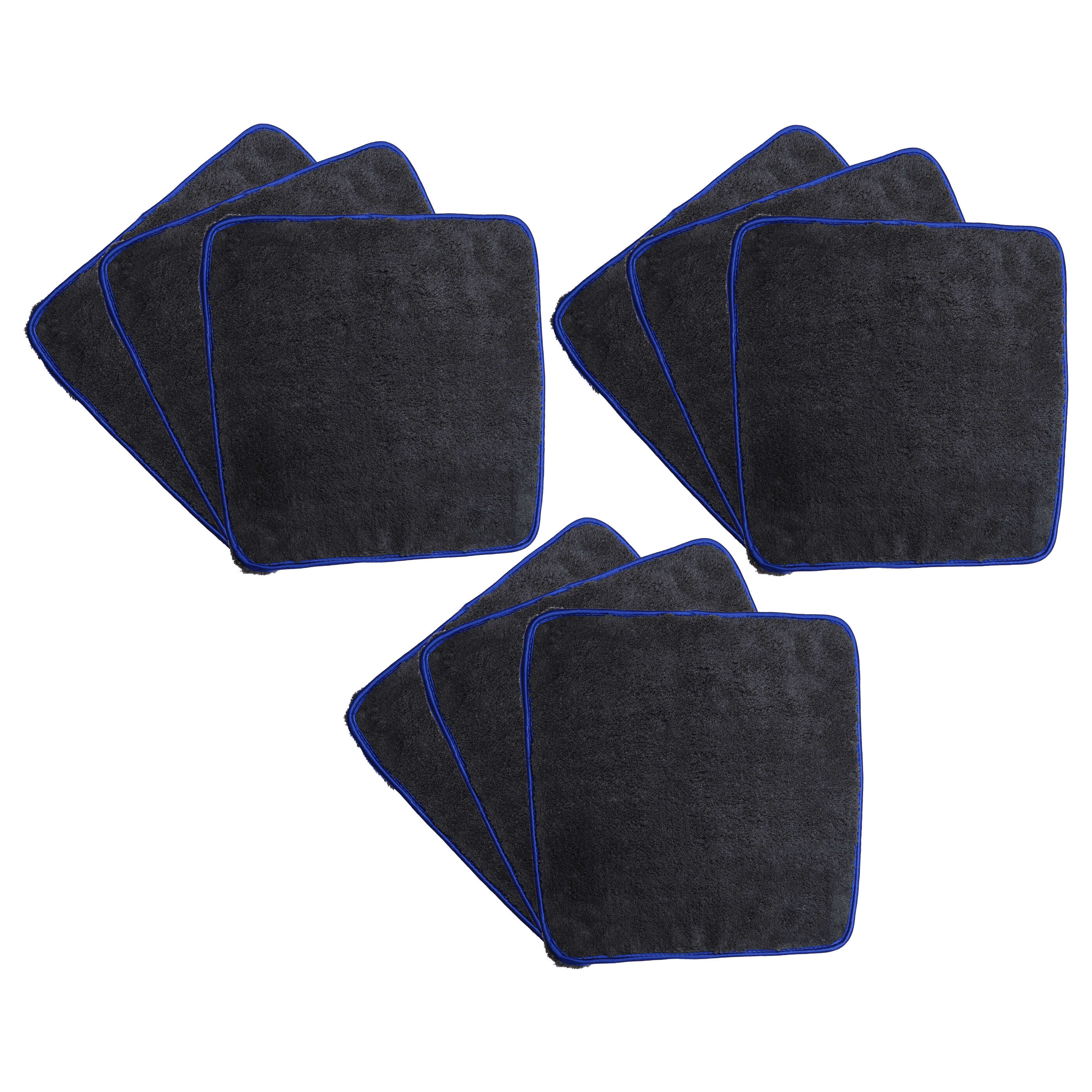Paño de microfibra (set) (9 uds.) para autos y motos - 40 x 40 cm, reutilizable negro / azul