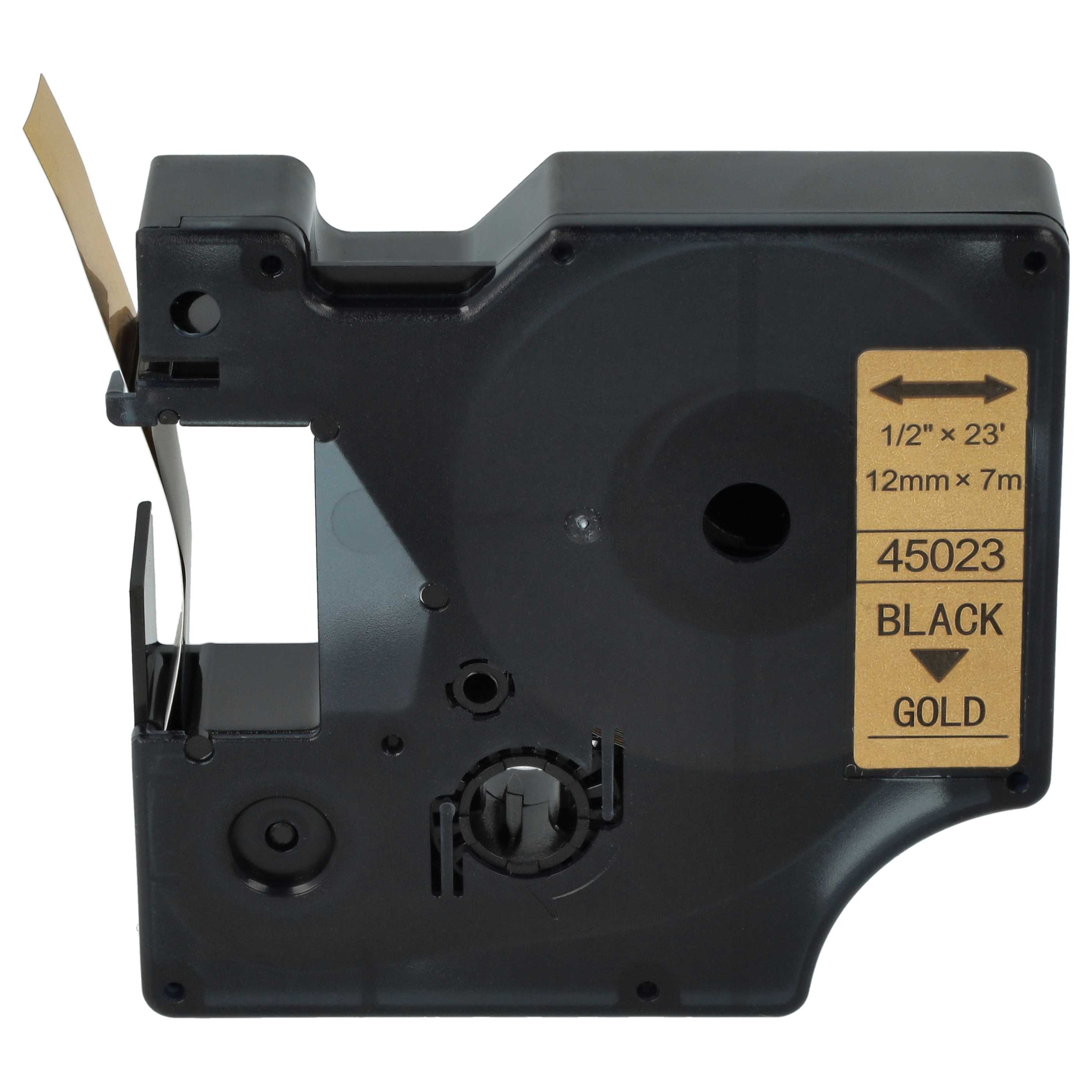 Label Tape replaces Dymo 45023, D1 - 12 mm Black to Gold