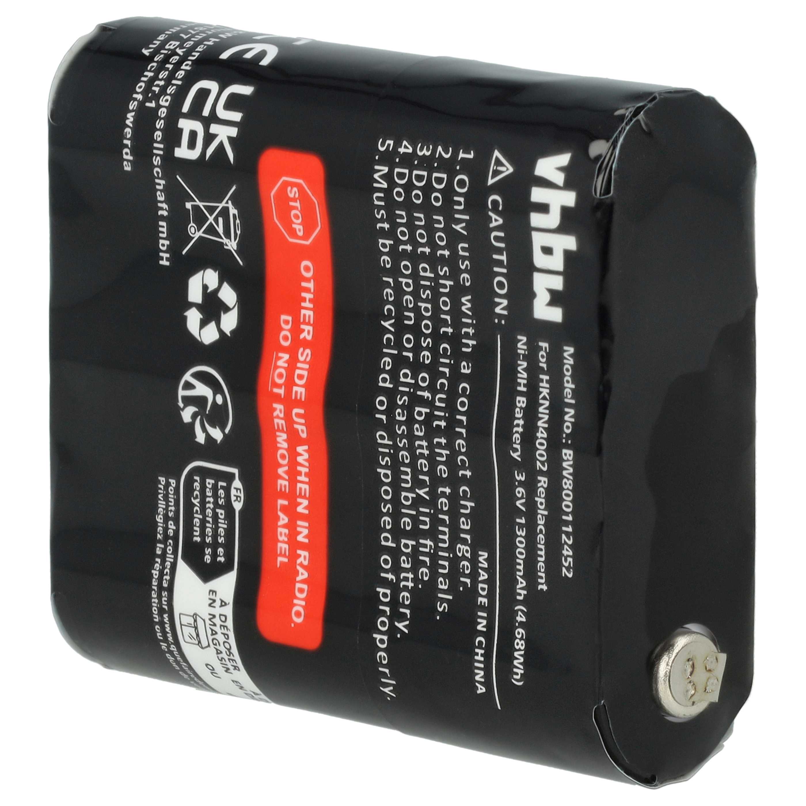 Radio 10x Battery replaces Motorola FRS-4002A, HKNN4002B, HKNN4002A, 56315, 4002A - 1300 mAh 3.6 V NiMH