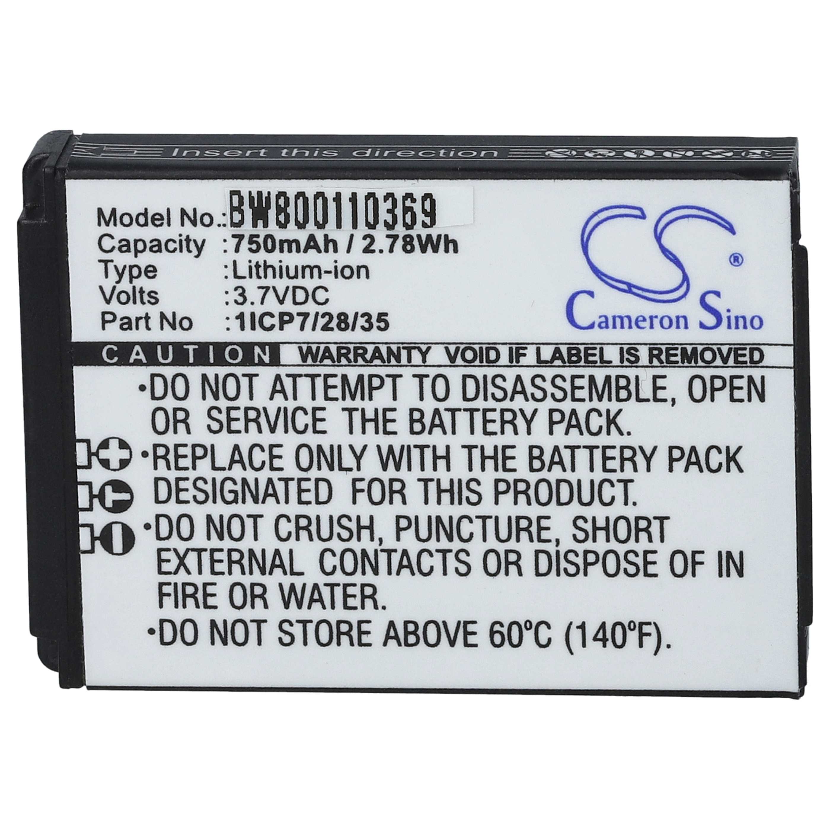 Akumulator do słuchawek bezprzewodowych zamiennik Parrot 1ICP7/28/35, PF56100, MH46671 - 750 mAh 3,7 V Li-Ion