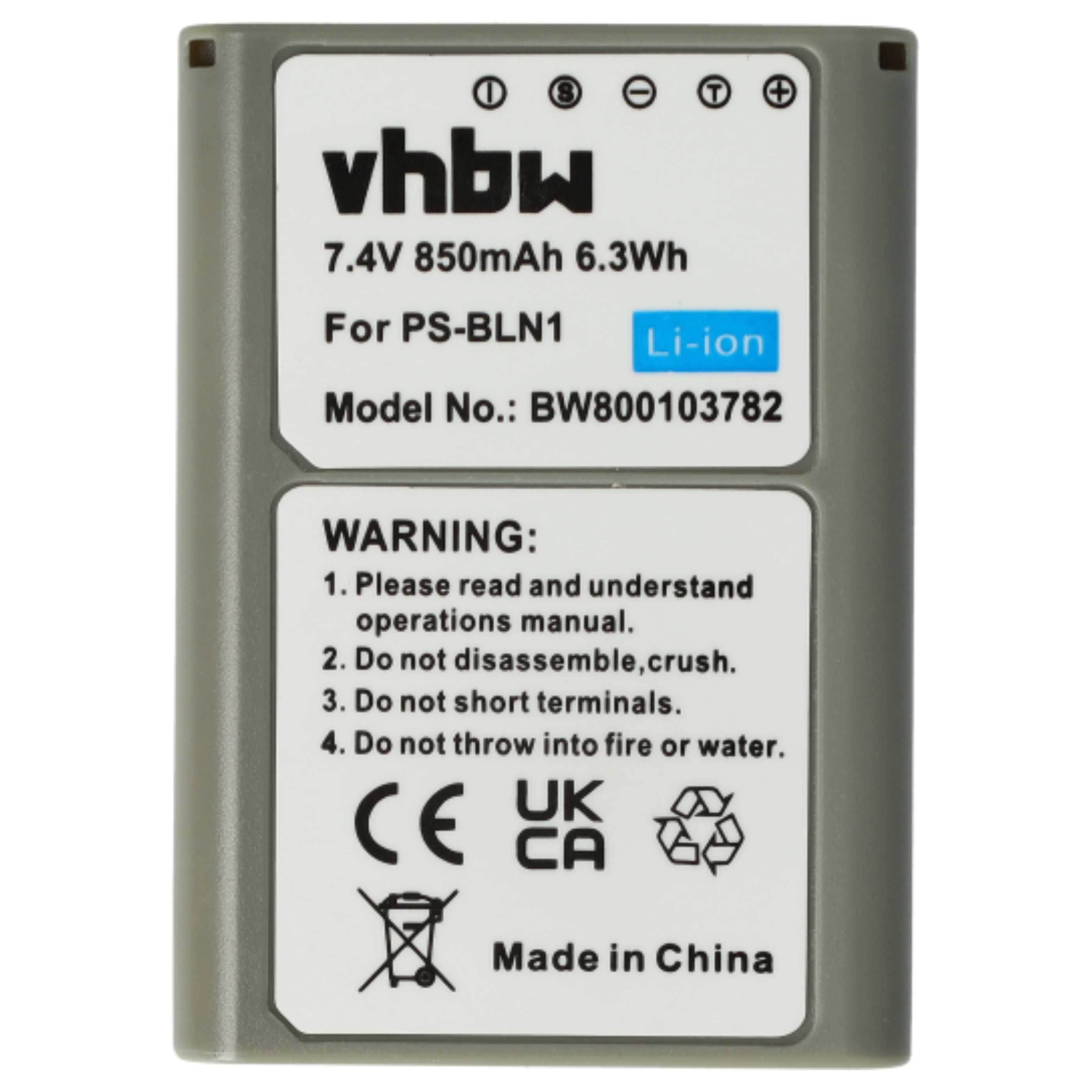 3x Battery replaces Olympus PS-BLN1 - 850mAh, 7.6V, Li-Ion with Info Chip