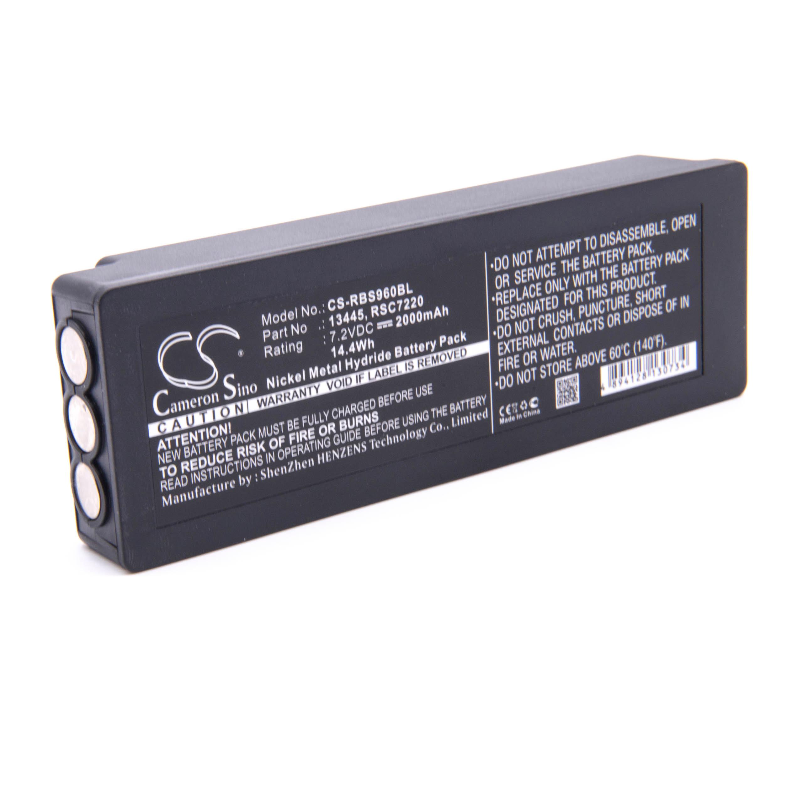 Batterie remplace Palfinger Scanreco 1026, 16131, 13445 pour télécomande industrielle - 2000mAh 7,2V NiMH