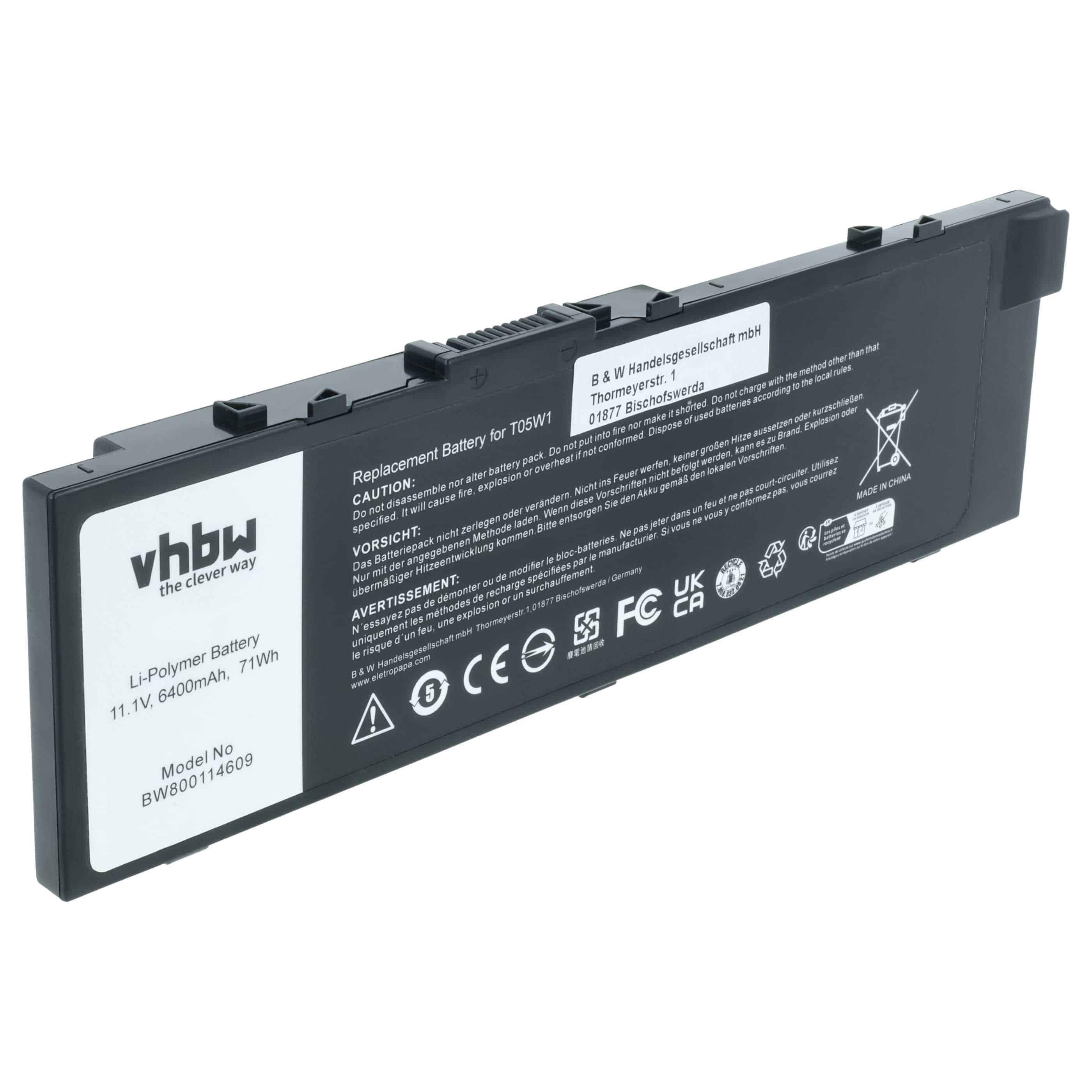 Akumulator do laptopa zamiennik Dell 451-BBSF, 451-BBSB, 451-BBSE, 1G9VM, 0FNY7 - 6400 mAh 11,1 V LiPo, czarny