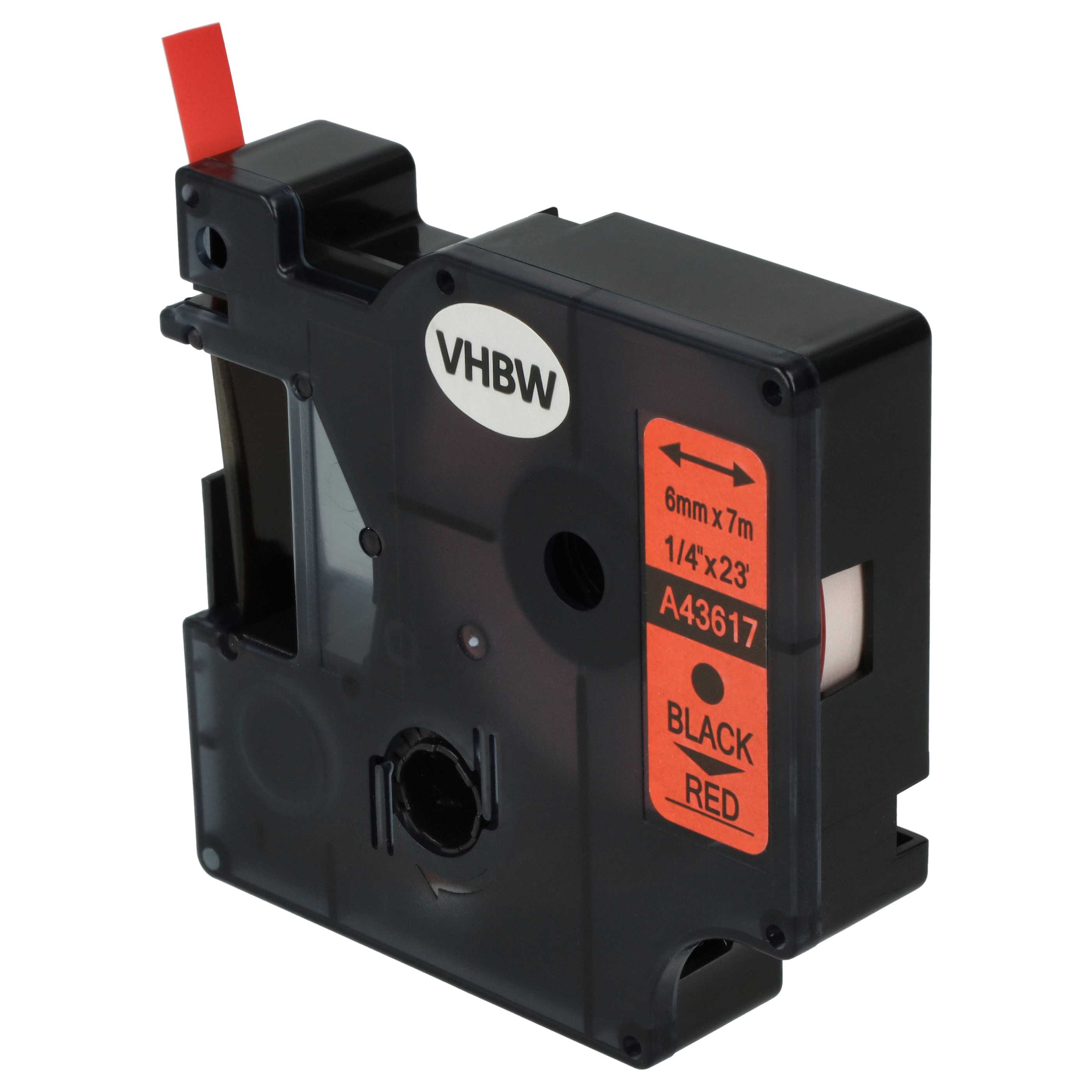 Label Tape replaces Dymo D1, 43617 - 6 mm Black to Red