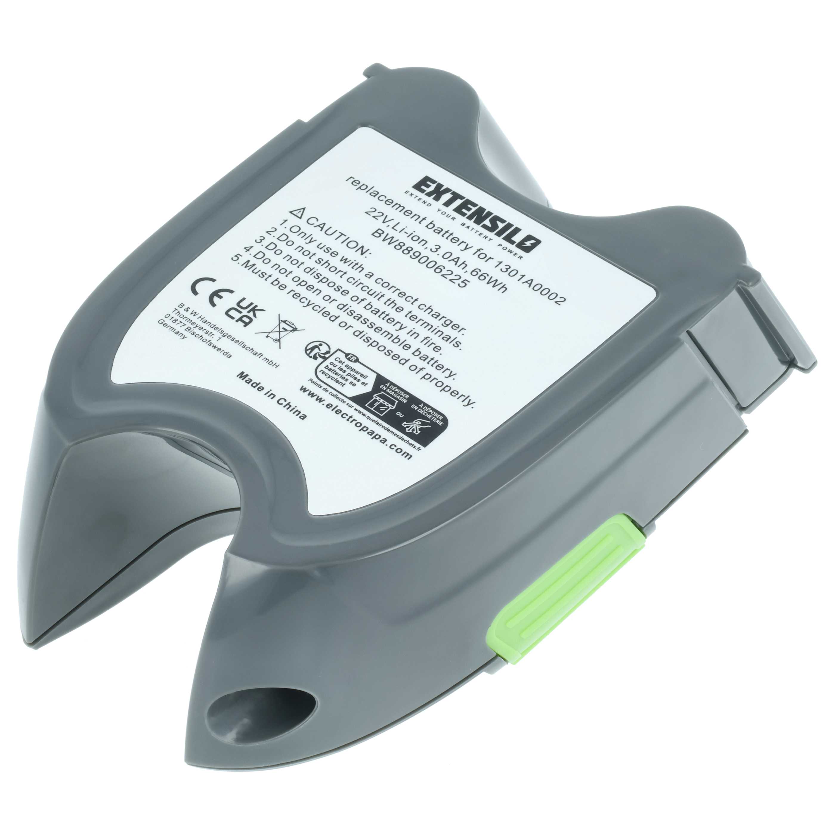 Battery replaces Gtech 1301A0002 for Gtech 3000mAh, 22V, Li-Ion