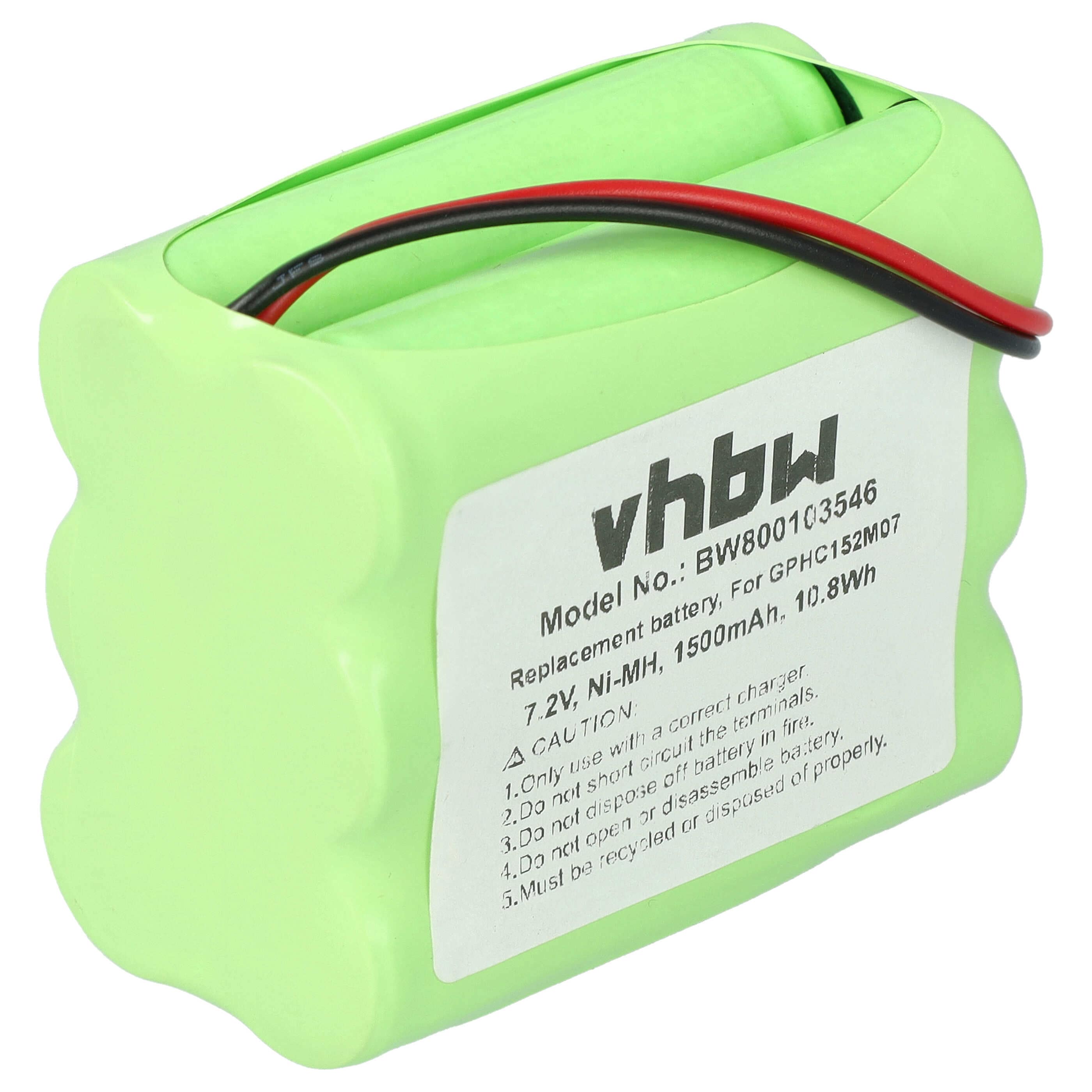 Battery replaces AEG GPHC152M07 for Dirt etc. 1500mAh, 7.2V, NiMH