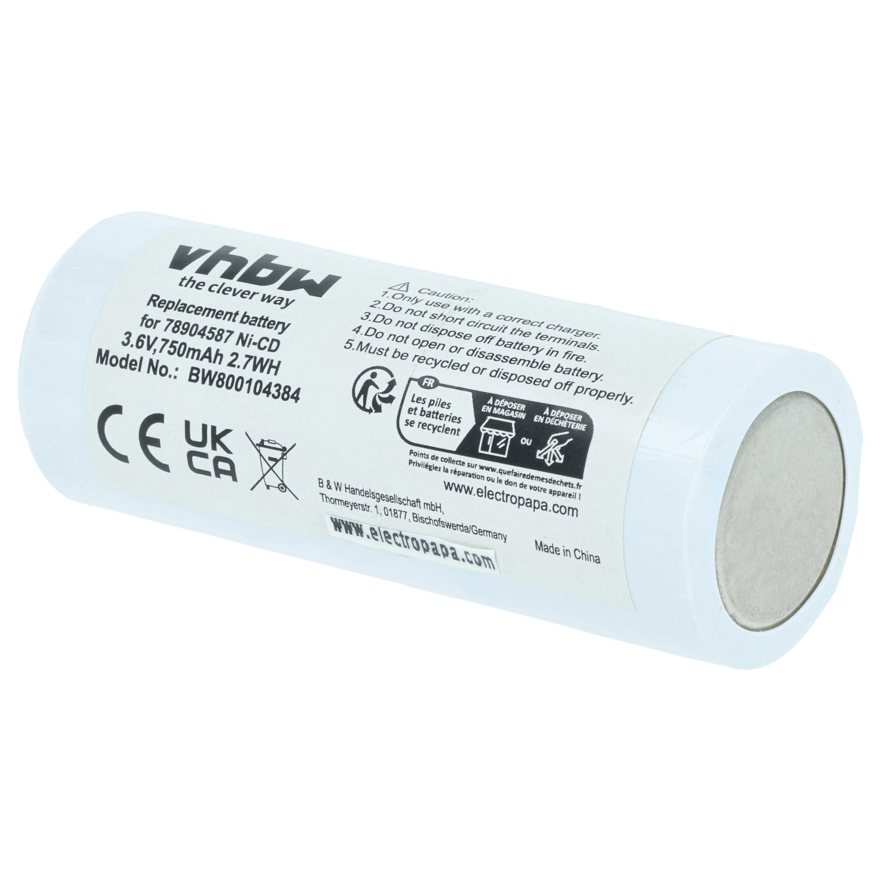 Batterie (2 pcs.) remplace Welch Allyn 78904587 pour appareil médical Cardinal Medical - 750mAh 3,6V NiCd