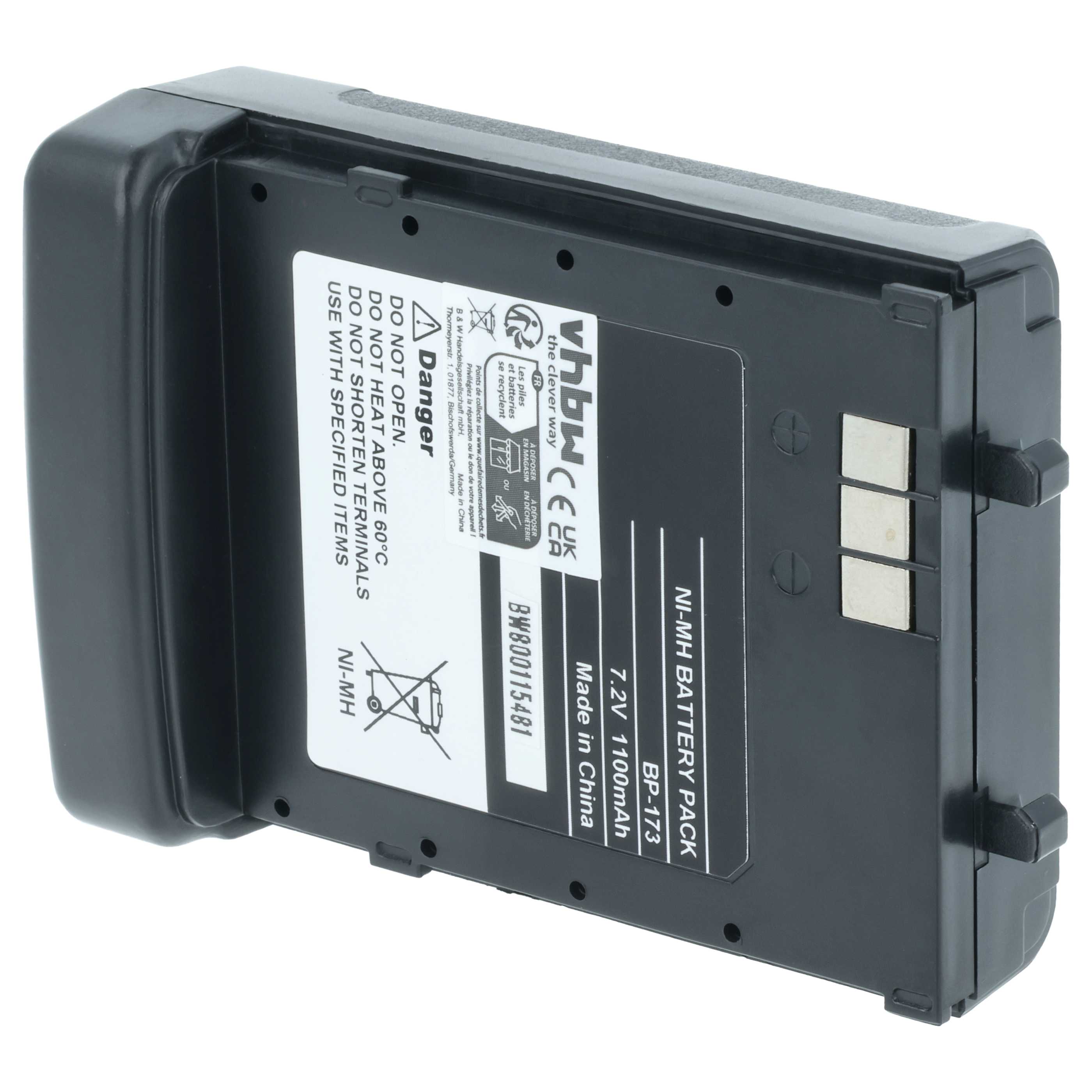 Radio 2x Battery replaces Icom BP-173, BP-180H, BP-180 - 1100 mAh 7.2 V NiMH