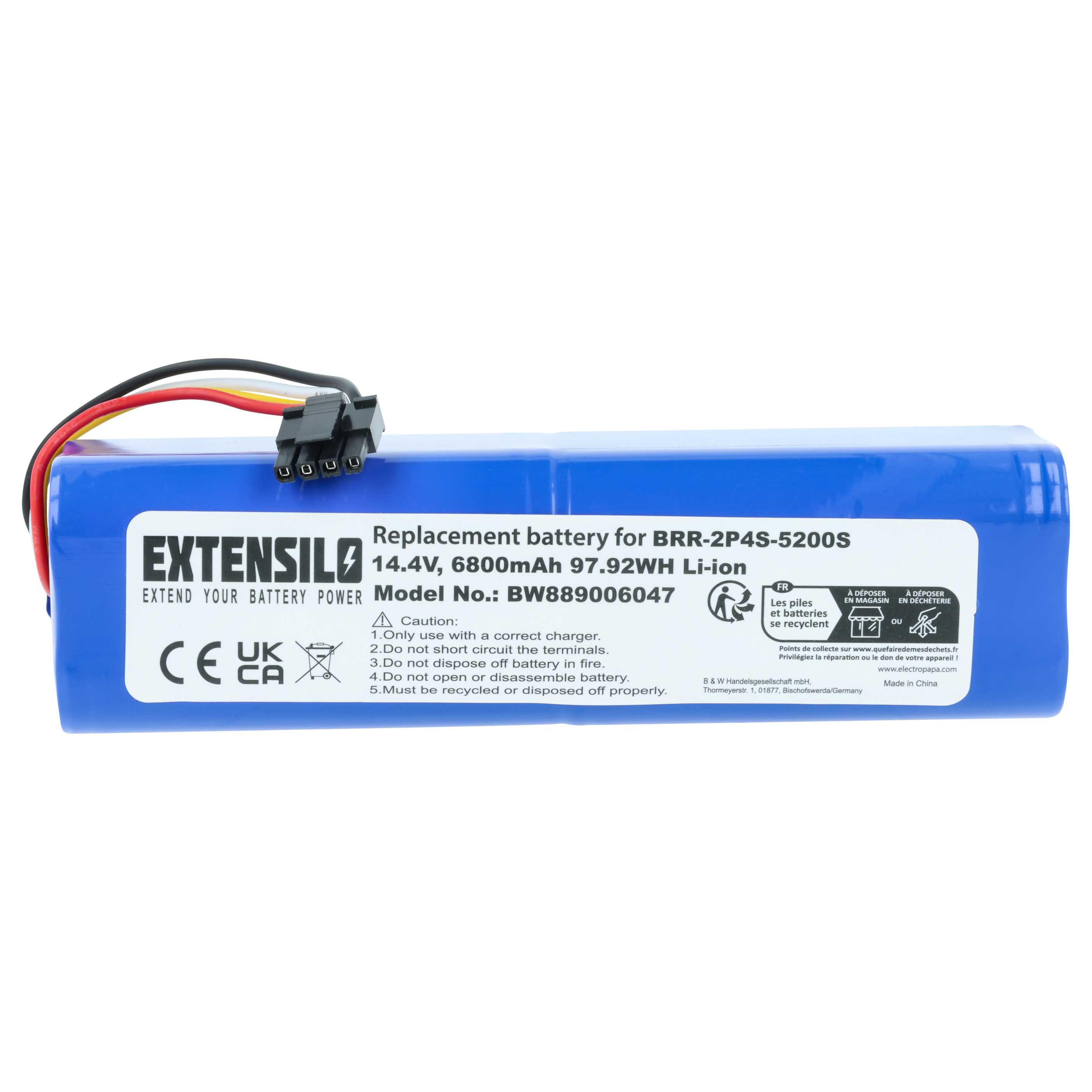 Batterie remplace Xiaomi BRR-2P4S-5200S, P2008-4S2P-MMBK pour aspirateur Dreame - 6,8Ah 14,4V Li-ion