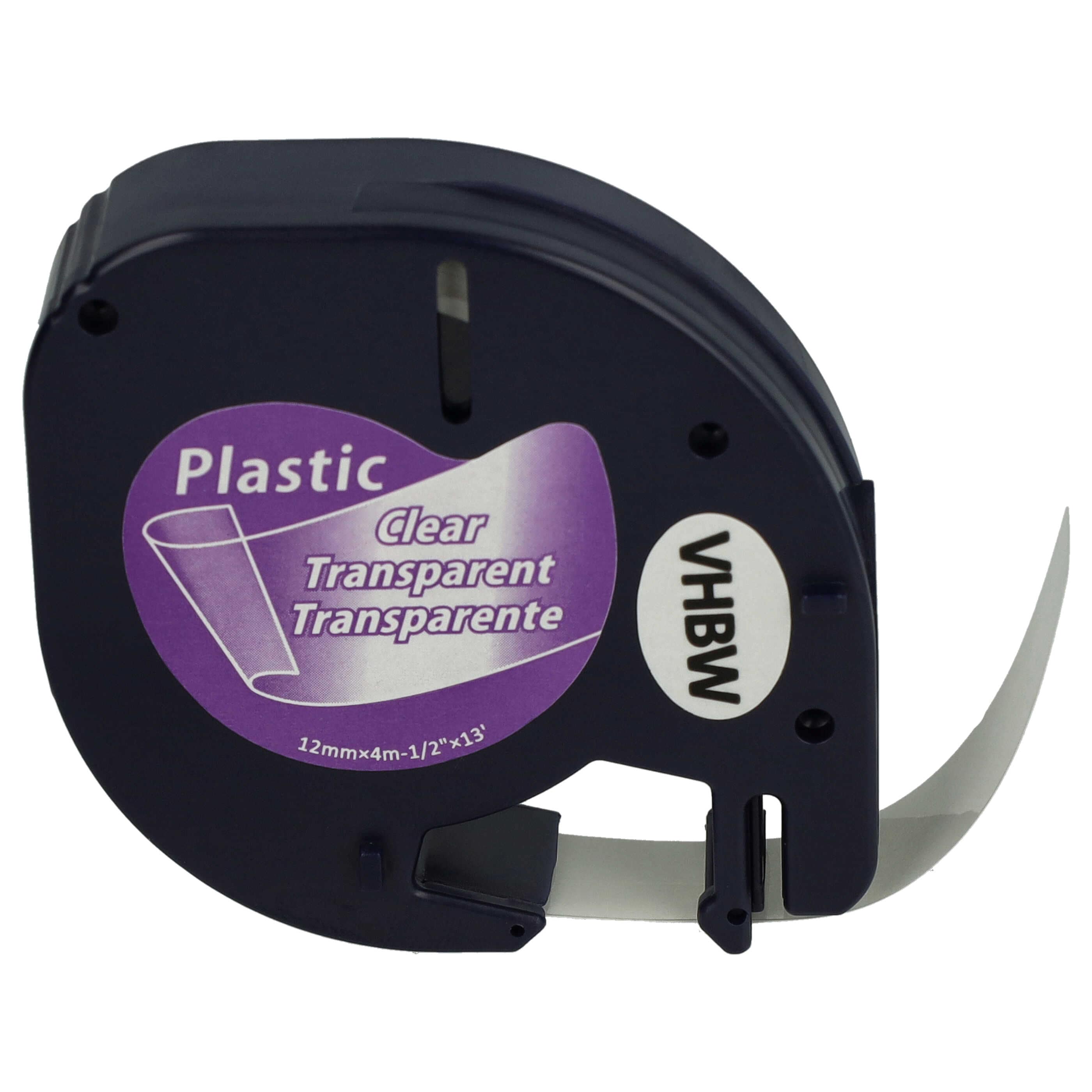 Label TapePlastic replaces Dymo S0721530, 16951 - 12 mm Black to Transparent