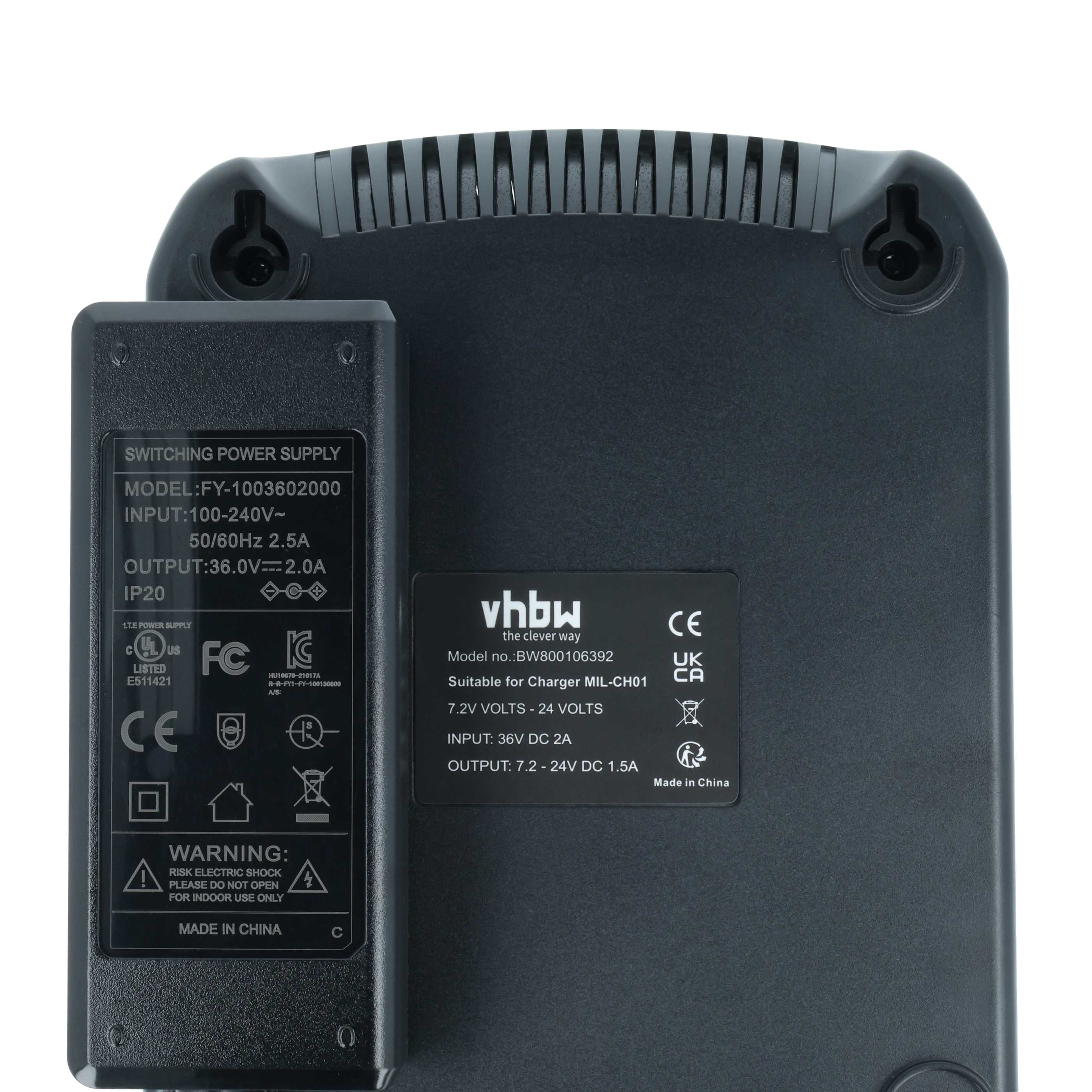 Charger replaces AEG PBA 7224 MB, RCA 7224 MB for Power Tool Batteries etc. Ni-Cd / NiMH / Li-Ion