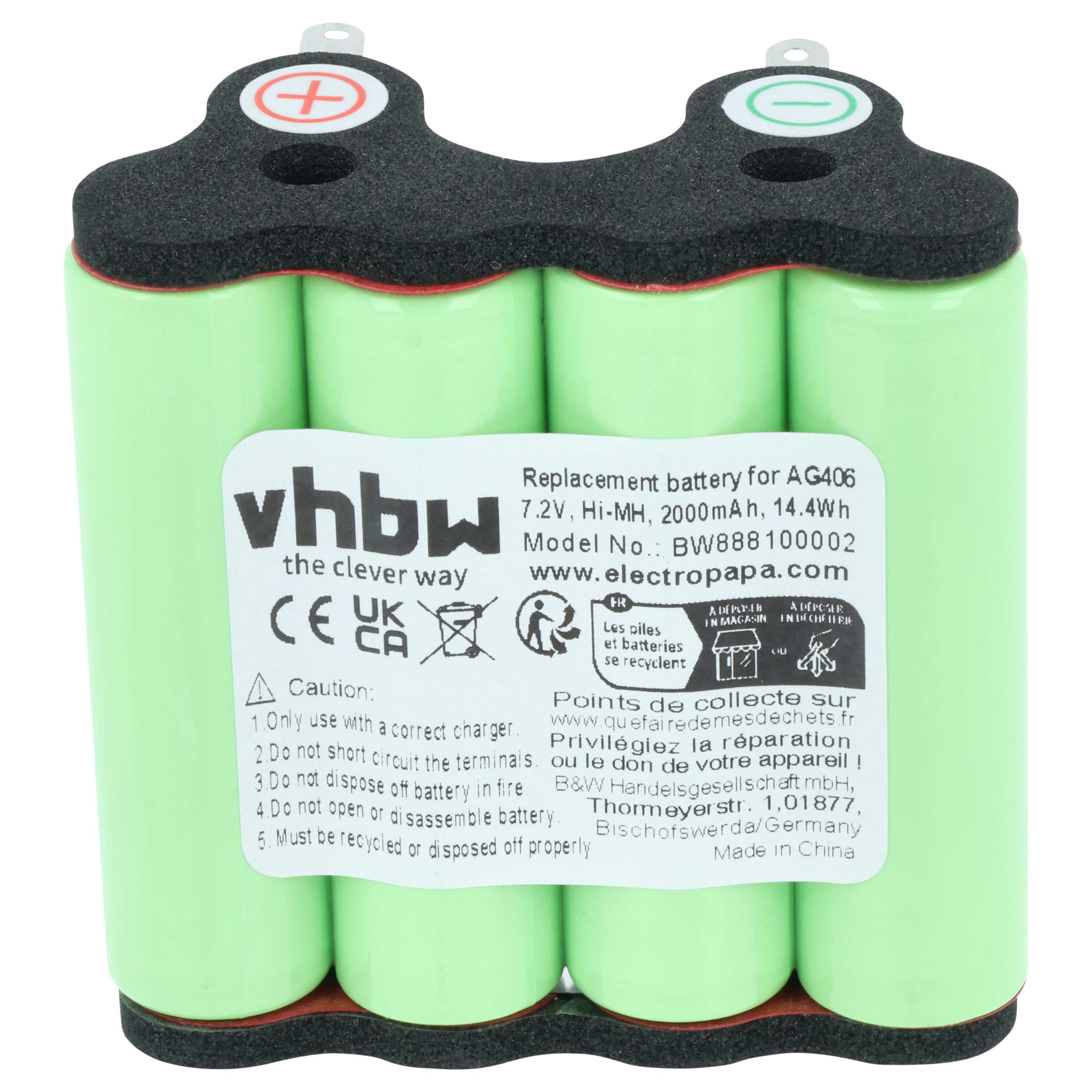 Batterie remplace AEG/Electrolux 90016553200, 90005510600 pour aspirateur AEG Electrolux - 2000mAh 7,2V NiMH