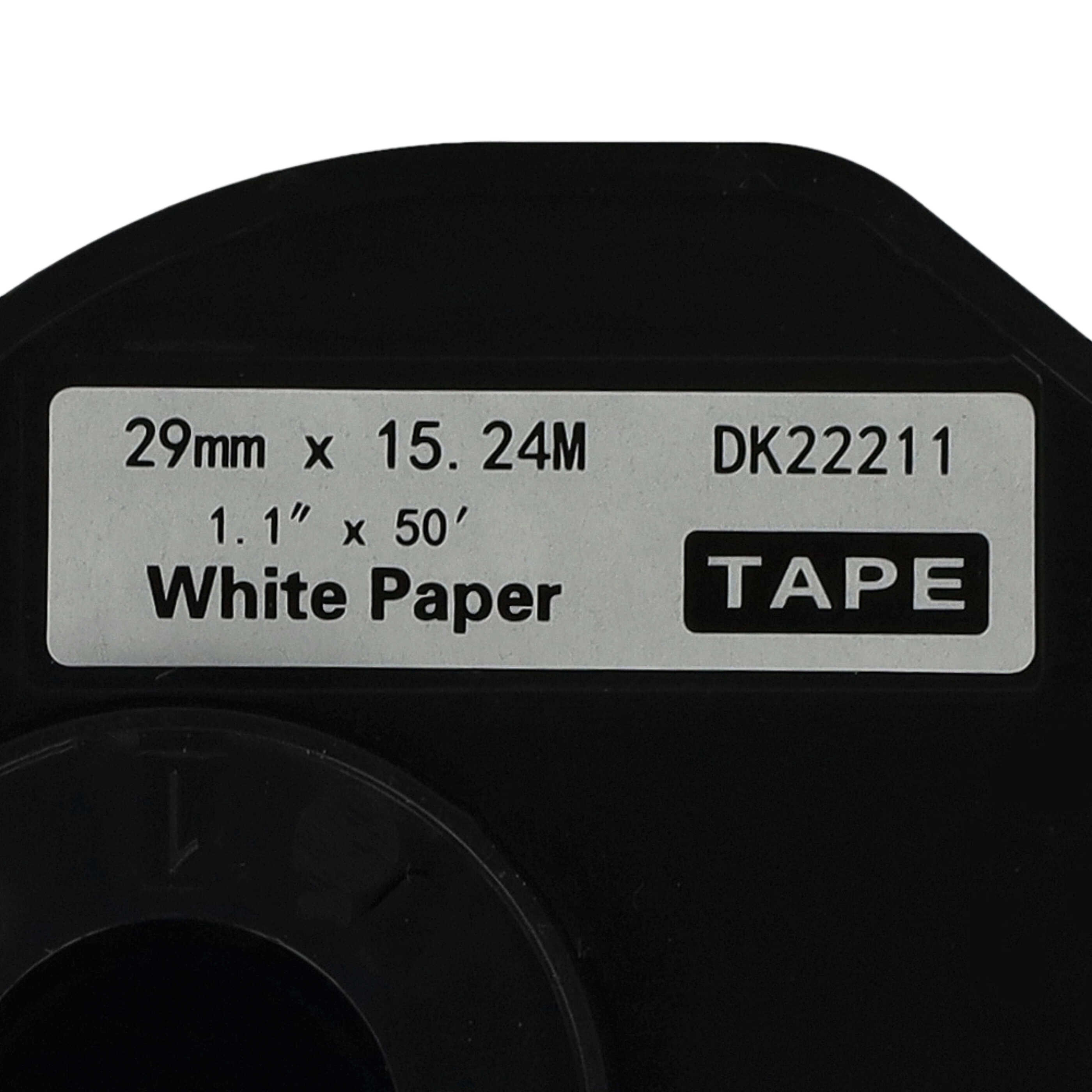 3x Label Roll replaces Brother DK-22211 Labeller - 29 mm x 15.24 m + Holder
