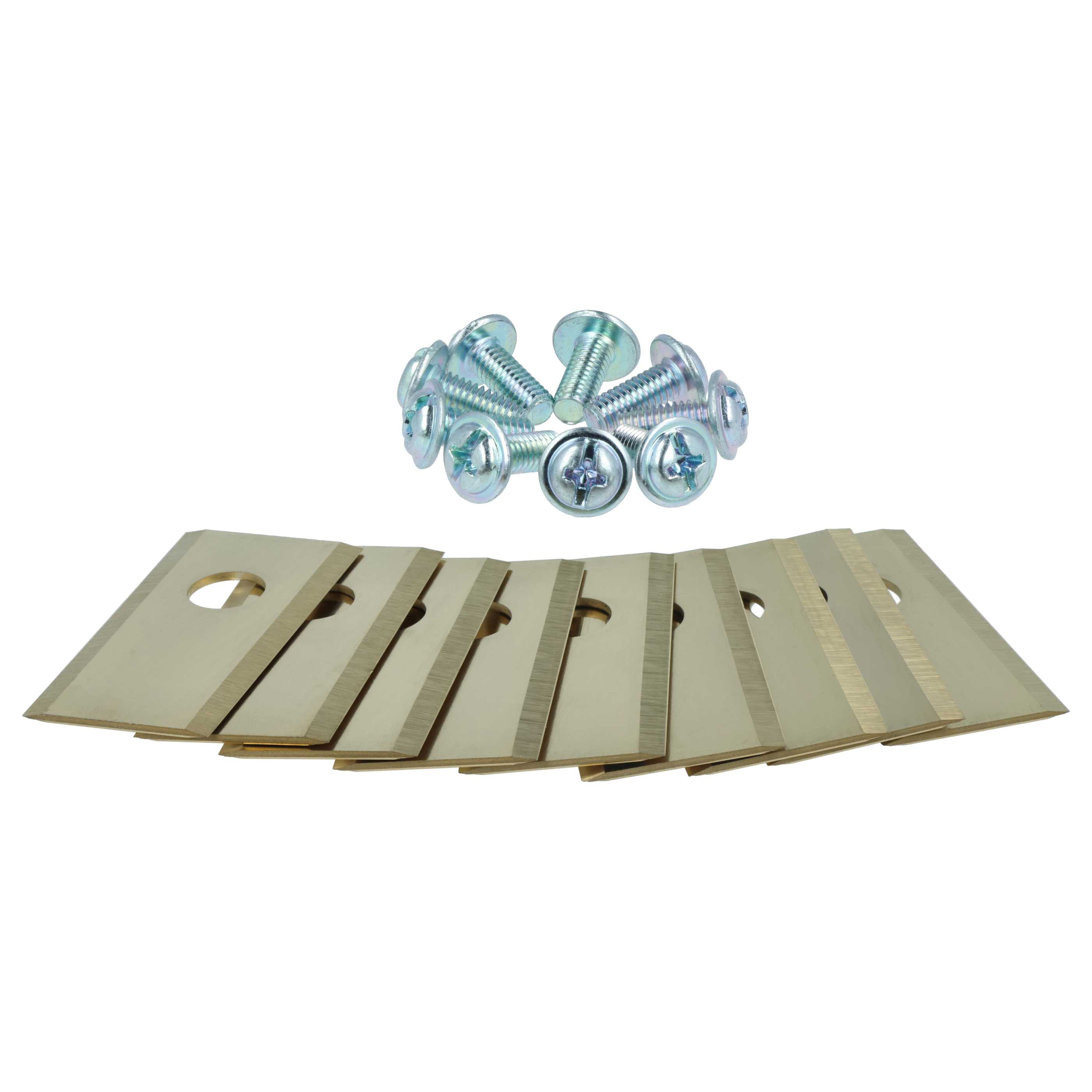 9x Lames pour tondeuse Philips, Scheppach, Worx, Landxcape – Couteaux apatite de titane, Silber Gold