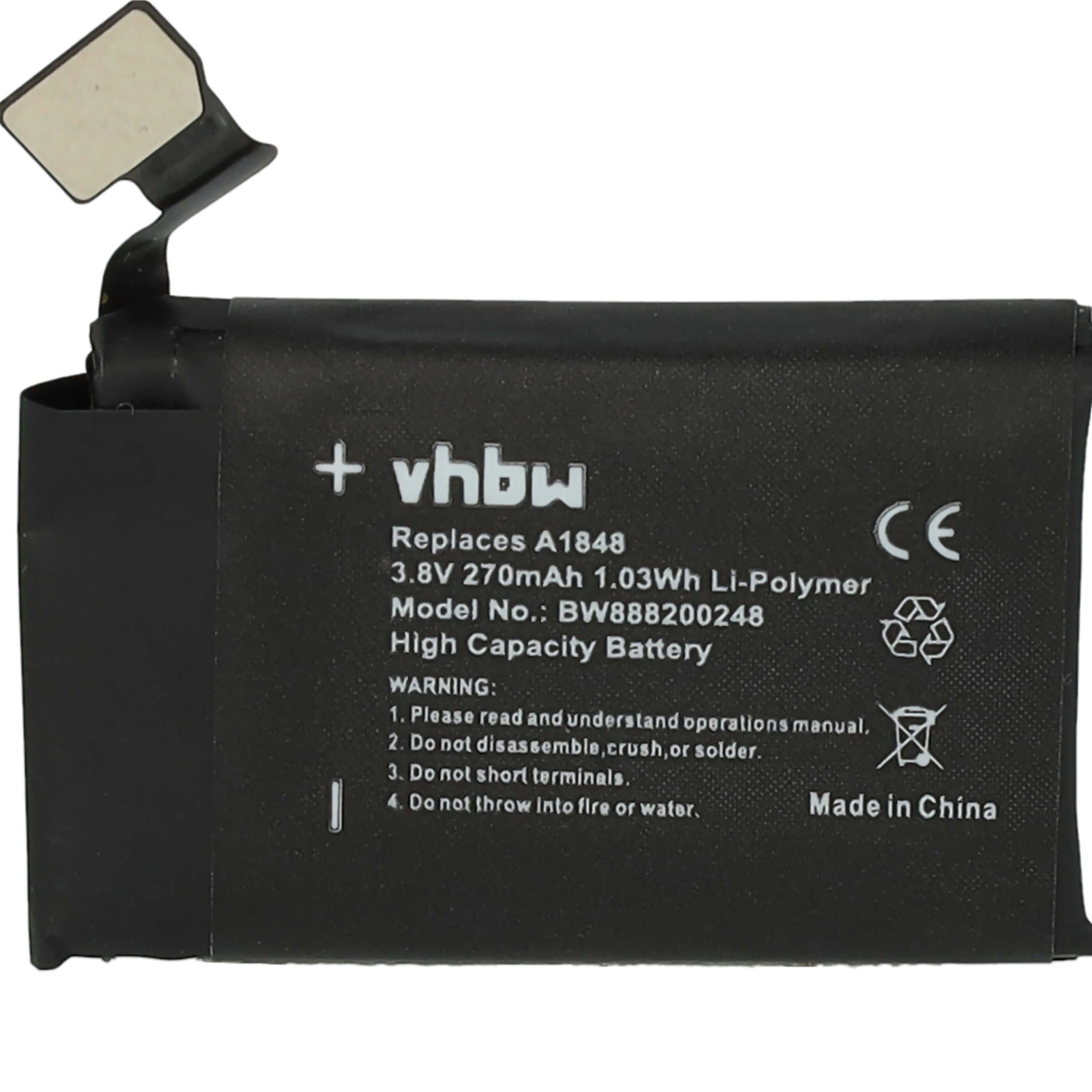 Akku als Ersatz für Apple A1848 für Apple Smartwatch - 270mAh 3,82V Li-Polymer + Werkzeug-Set