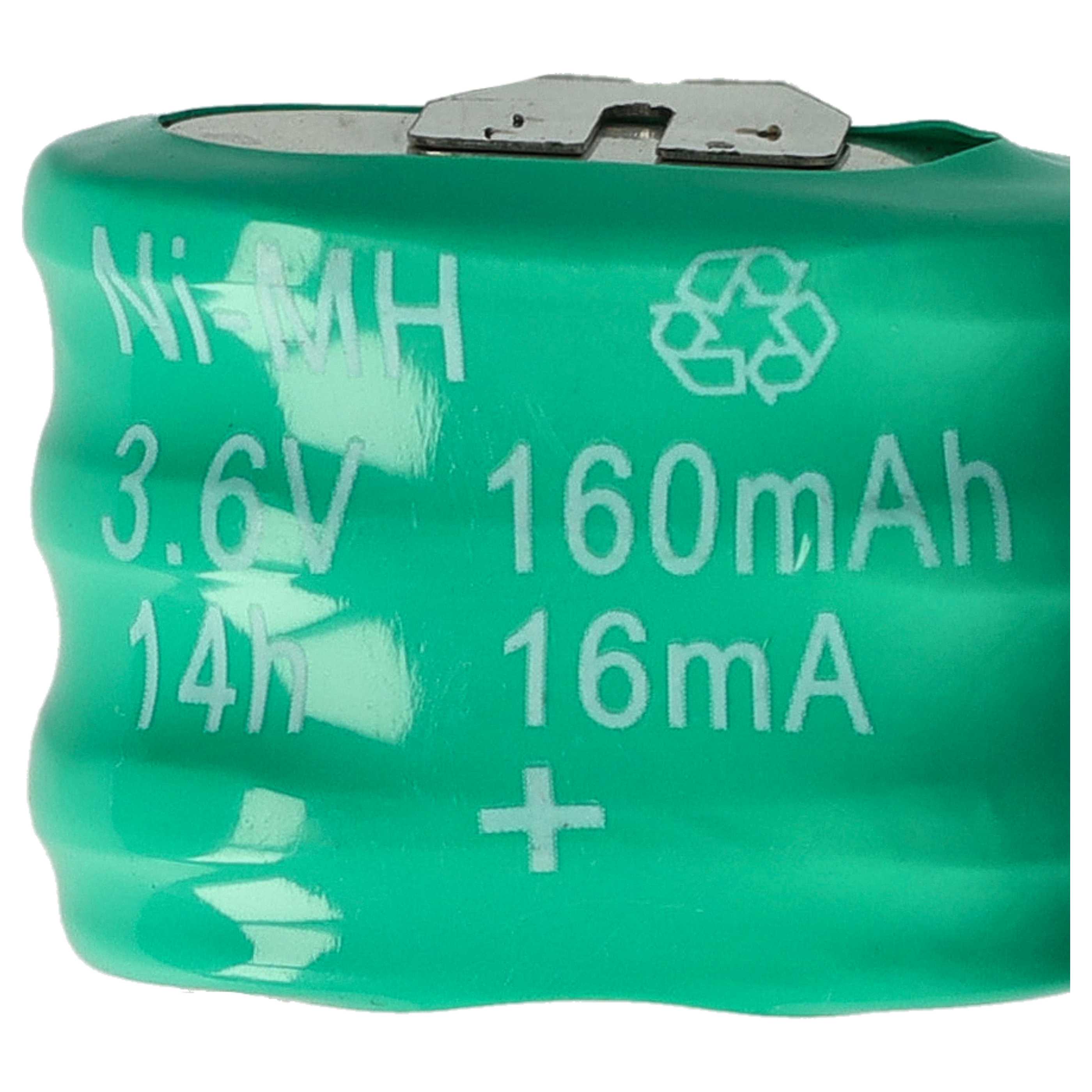10x Button Cell Battery Type 3/V150H 3 Pins for Model Building Solar Lamps etc. - 150 mAh 3.6 V NiMH
