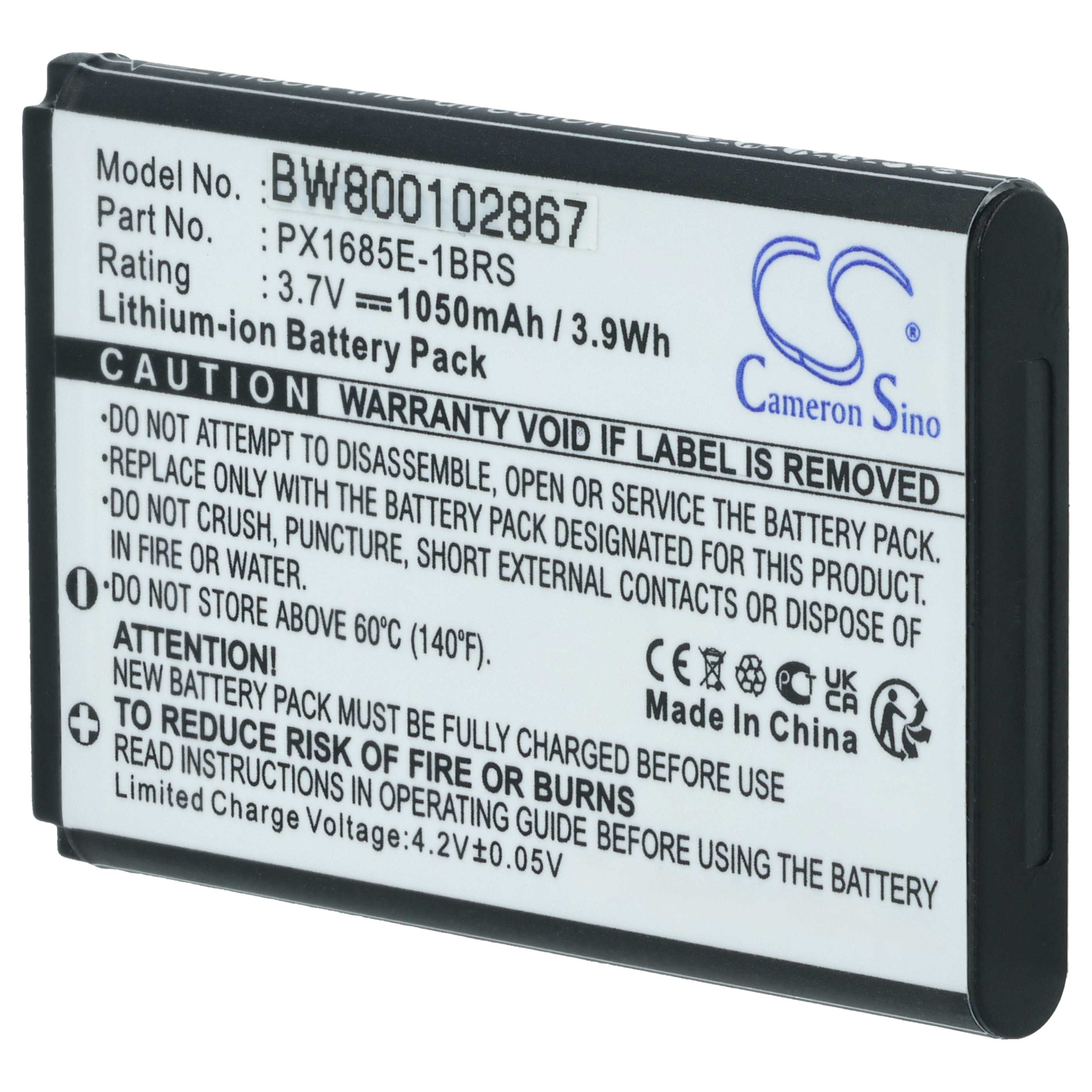 Videocamera Battery replaces Toshiba 084-07042L-009, PX1685E-1BRS, PX1685E, PX1685 - 1000 mAh 3.7 V Li-Ion