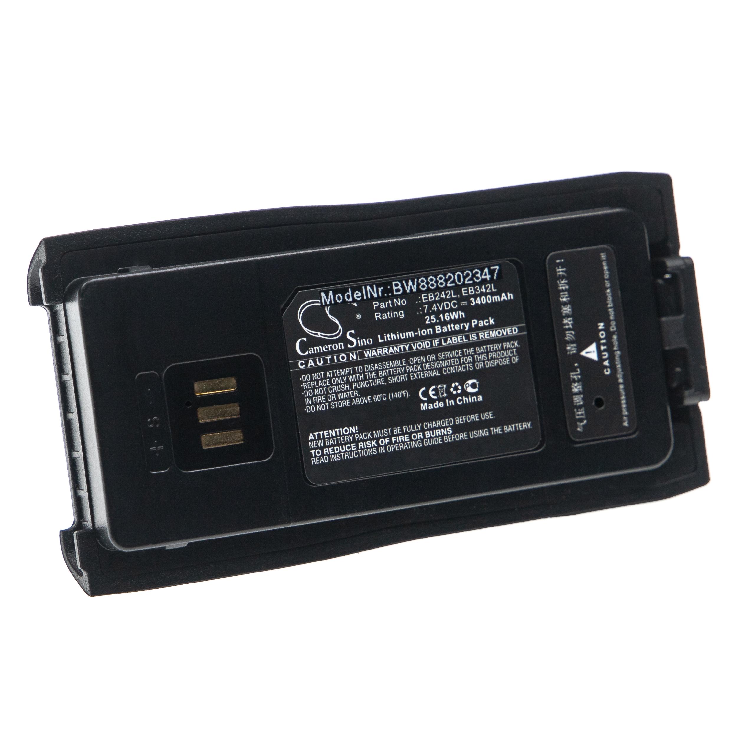 Batterie remplace Excera EB242L, EB342L pour radio talkie-walkie - 3400mAh 7,4V Li-ion