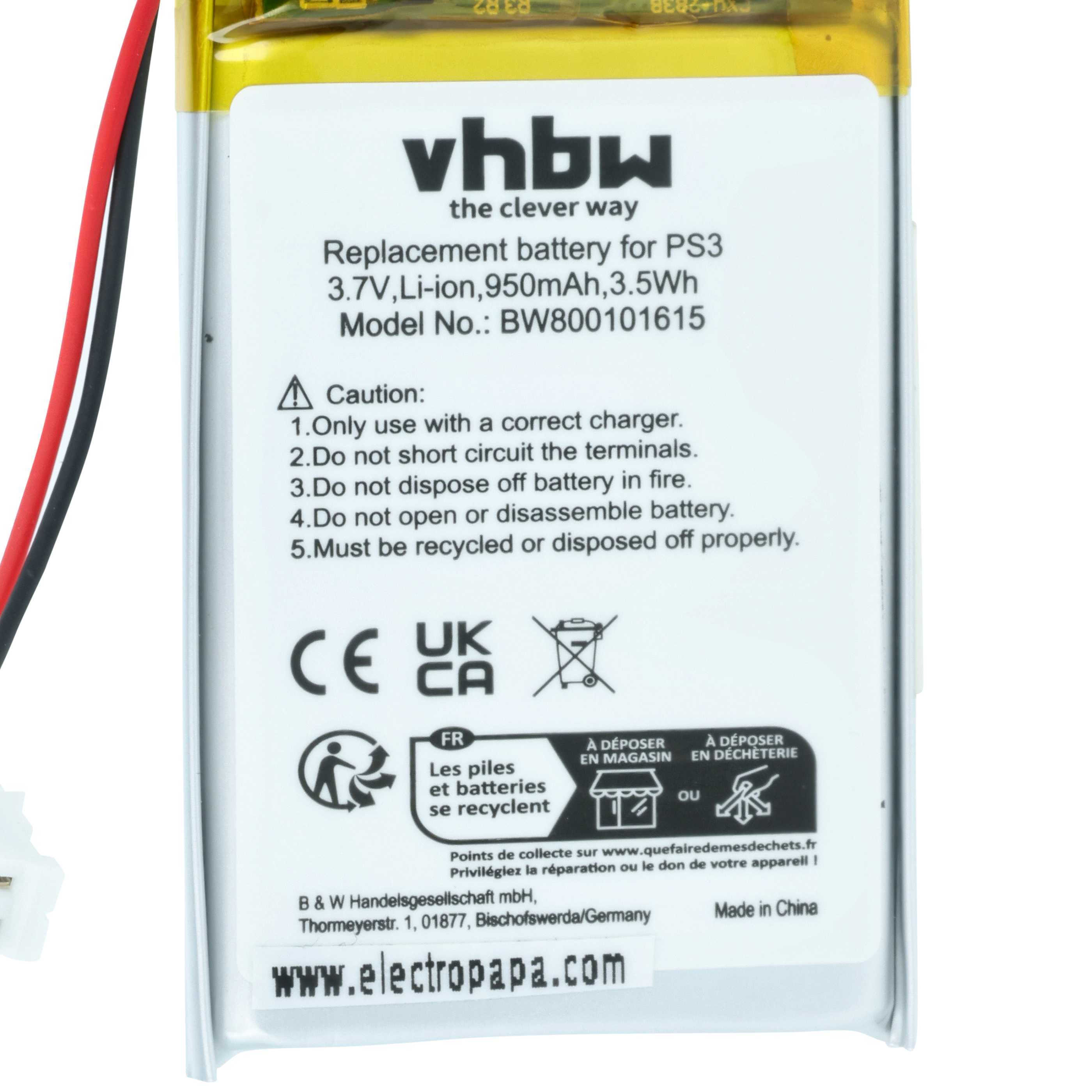 2x Batteria sostituisce Sony Lip1359, Lip1859, Lip1472 per gamepad - 950mAh 3,7V Li-Ion