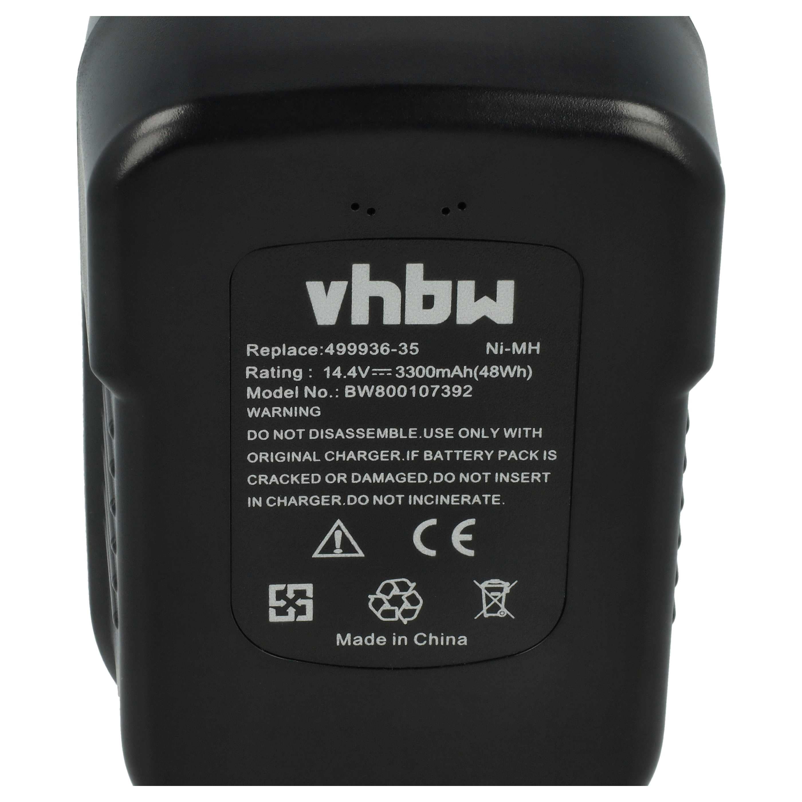 Battery replaces Black & Decker 499936-34, 499936-35, A14, A144 Electric Power Tool - 3300 mAh, 14.4 V, NiMH