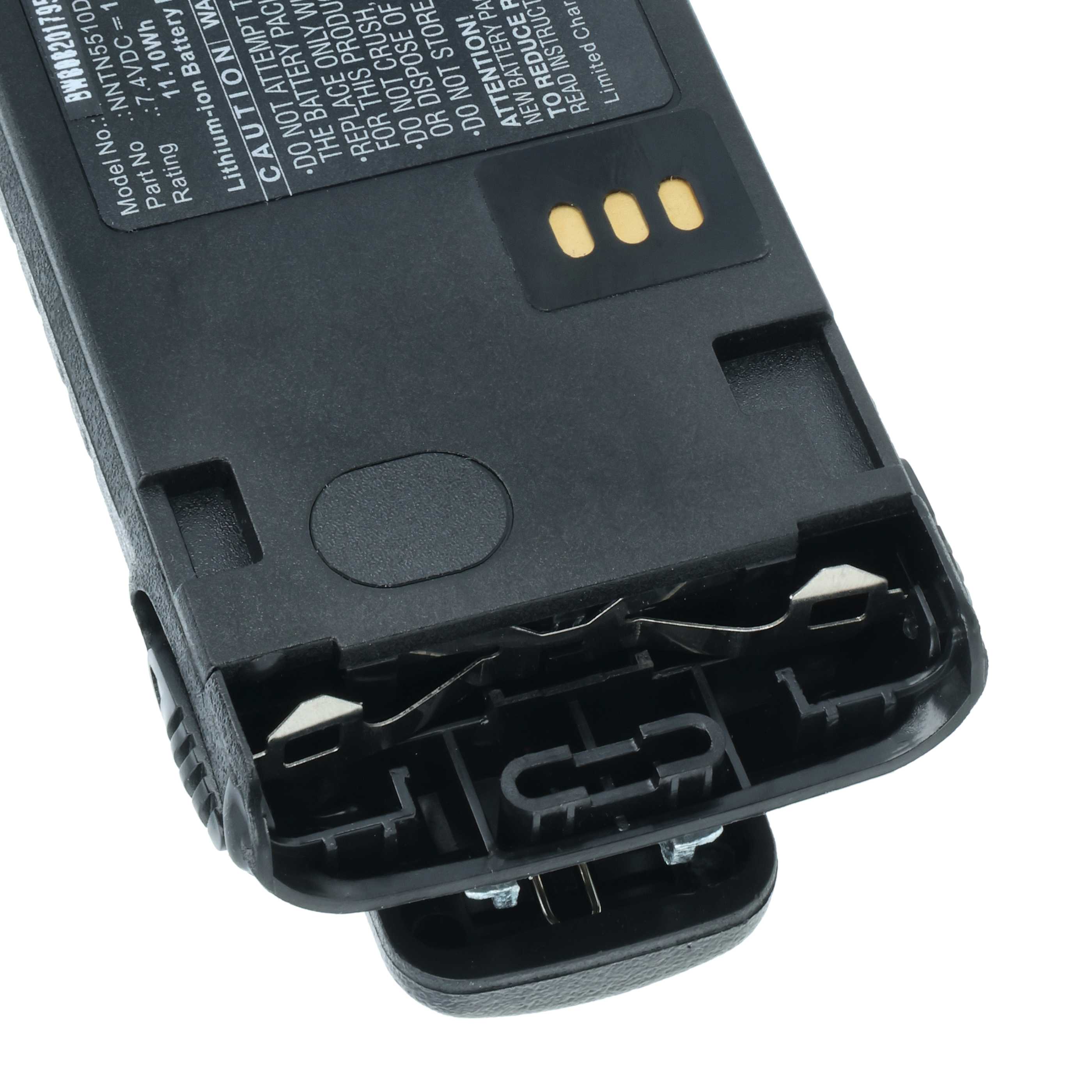 Radio 2x Battery replaces Motorola NNTN5510, NNTN5510BR, NNTN5510AR - 1500 mAh 7.4 V Li-Ion + Belt Clip