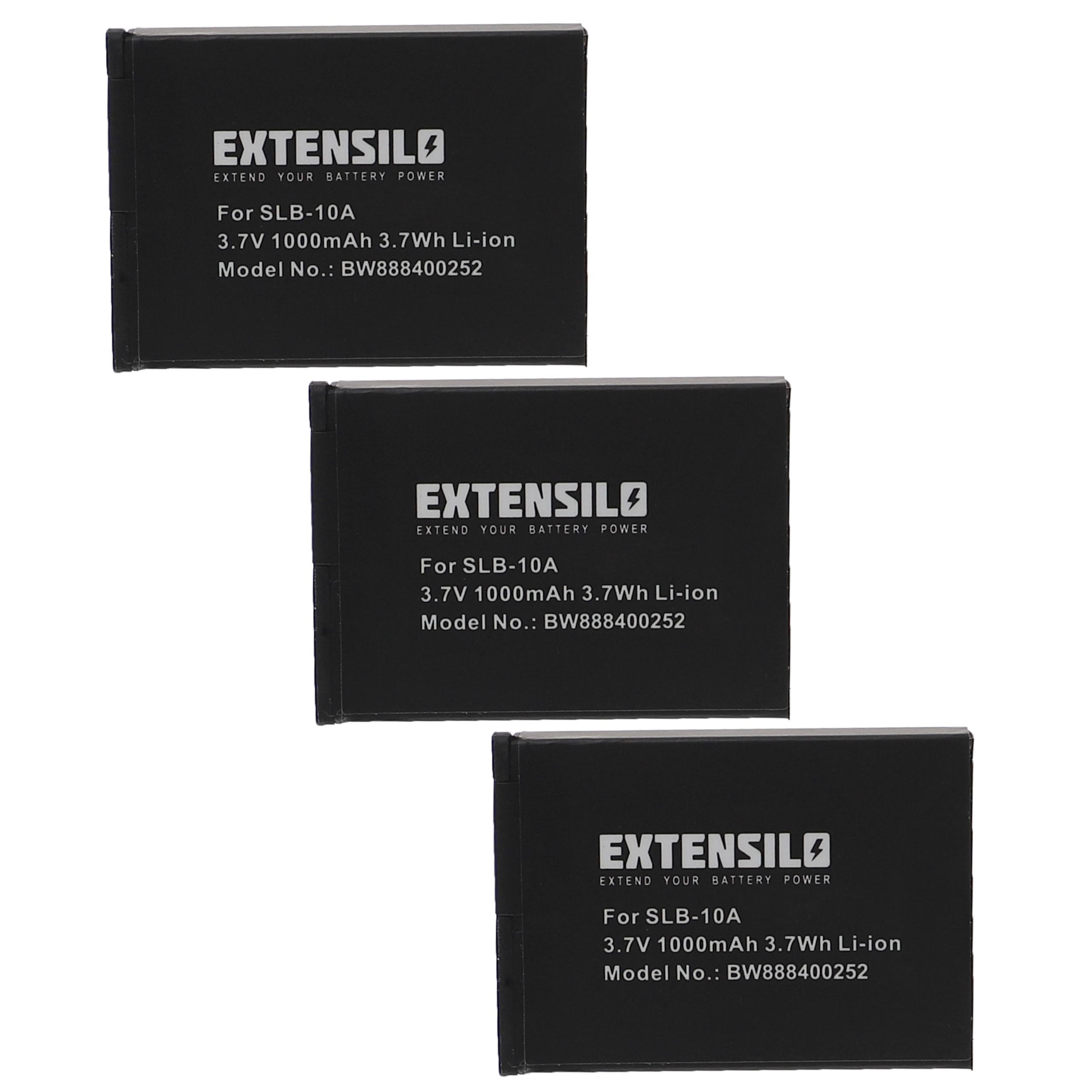 3x Battery replaces Praktica FJ-SLB-10A - 1000mAh, 3.7V, Li-Ion