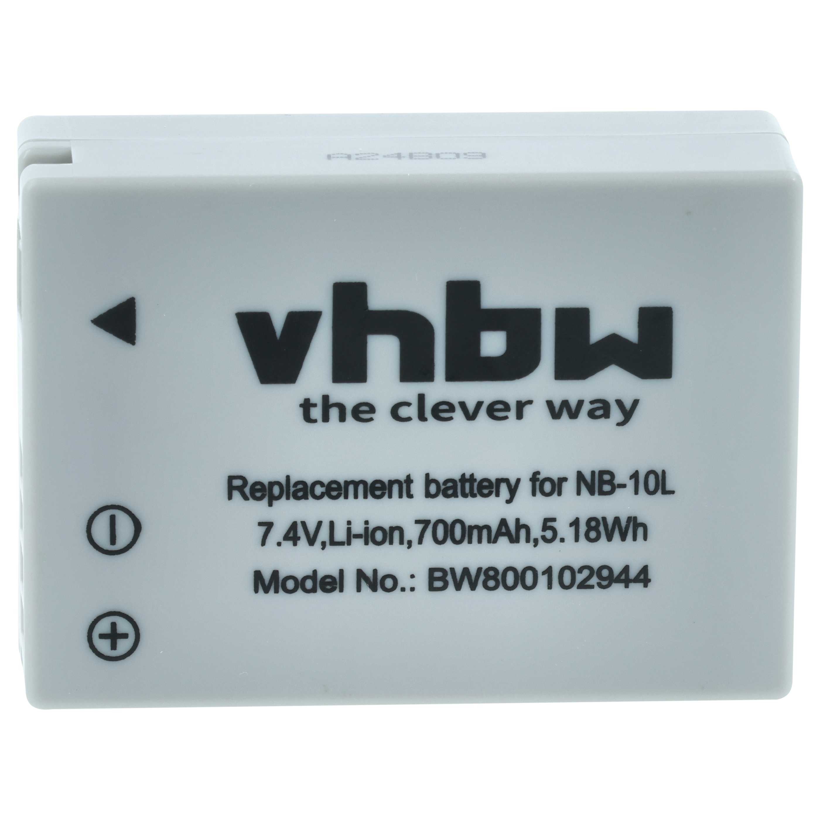 3x Battery replaces Canon NB-10L - 700mAh, 7.4V, Li-Ion