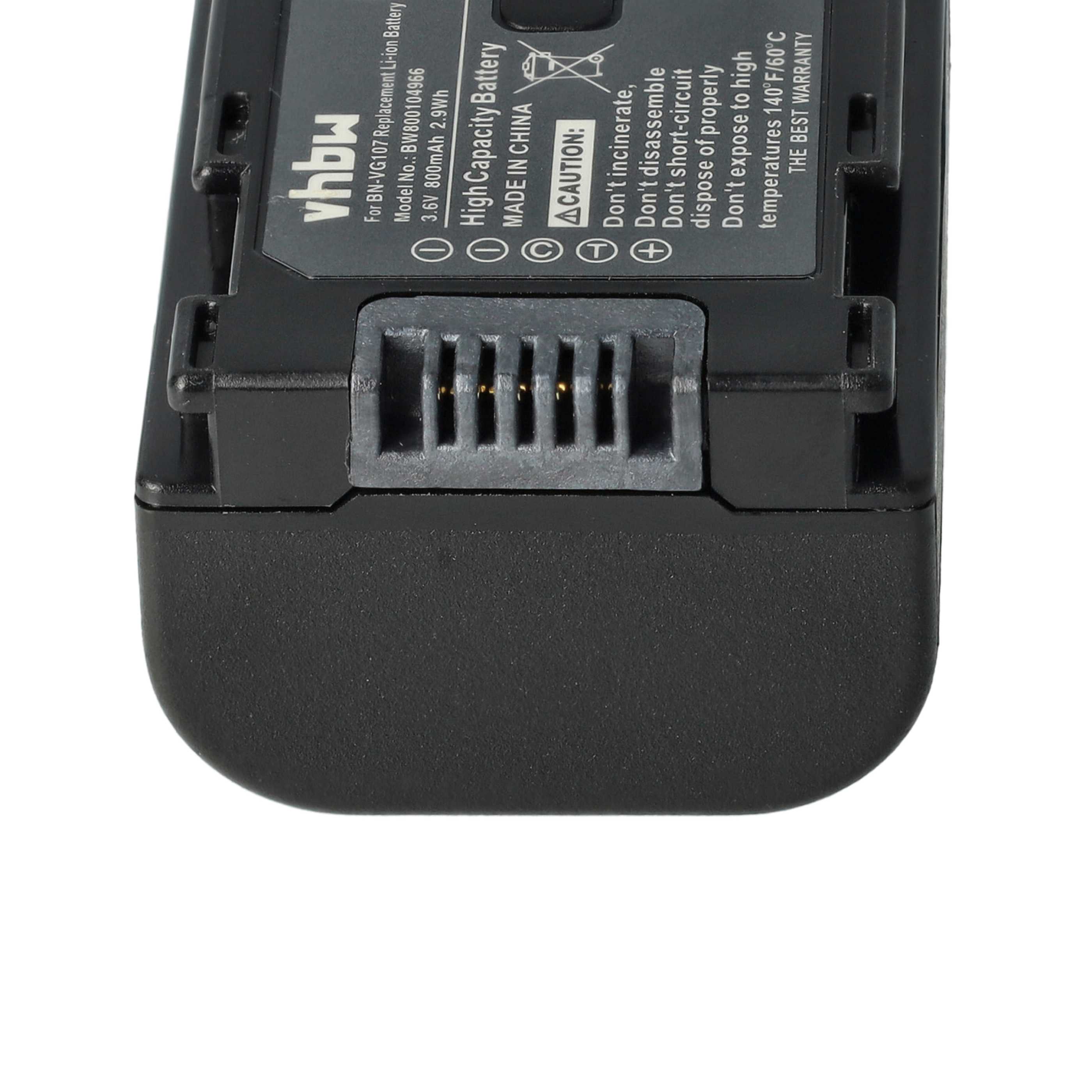Videocamera 3x Battery replaces JVC BN-VG107, BN-VG107U, BN-VG107E, BN-VG107US - 800 mAh 3.6 V Li-Ion