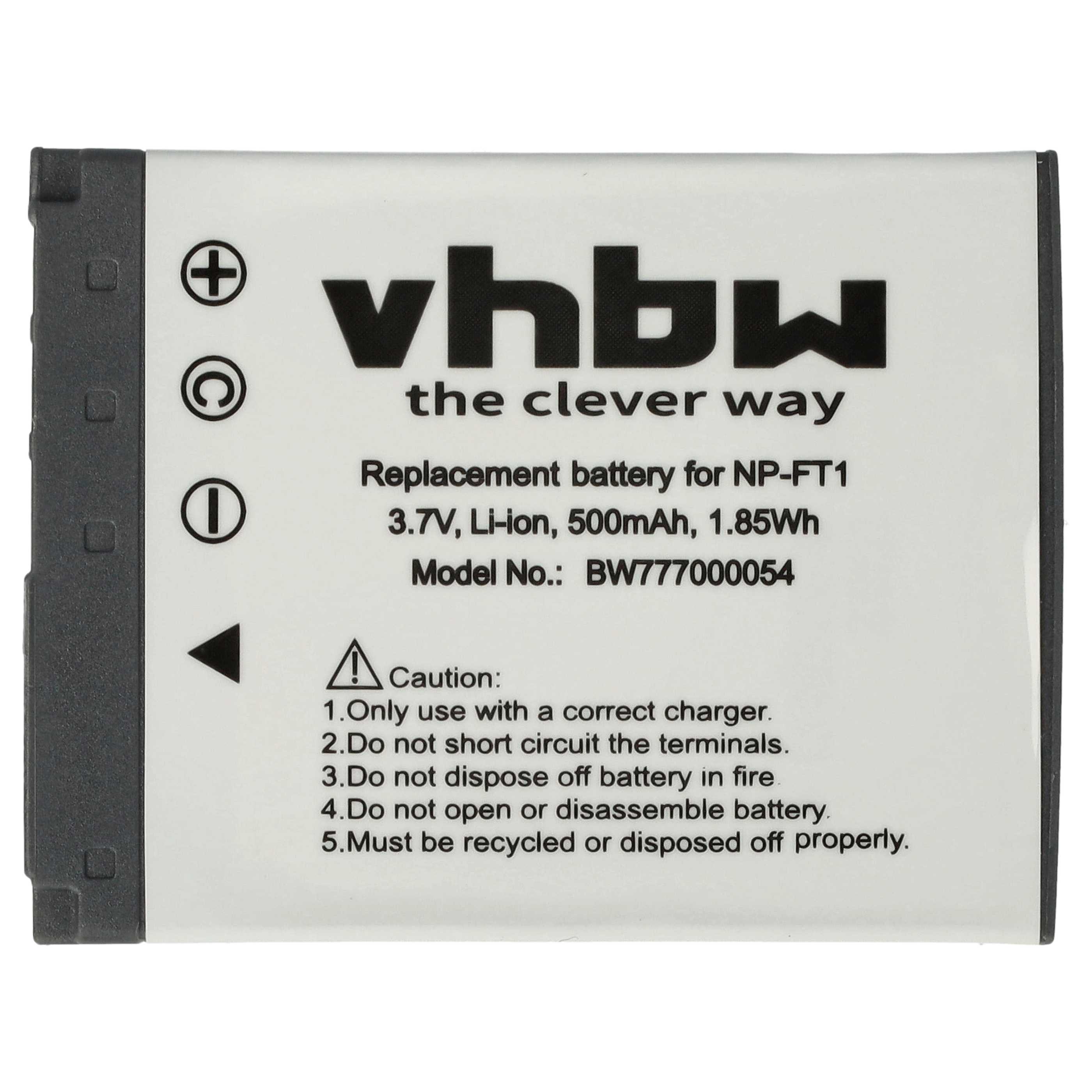 Battery replaces Sony NP-FT1 - 500mAh, 3.6V, Li-Ion