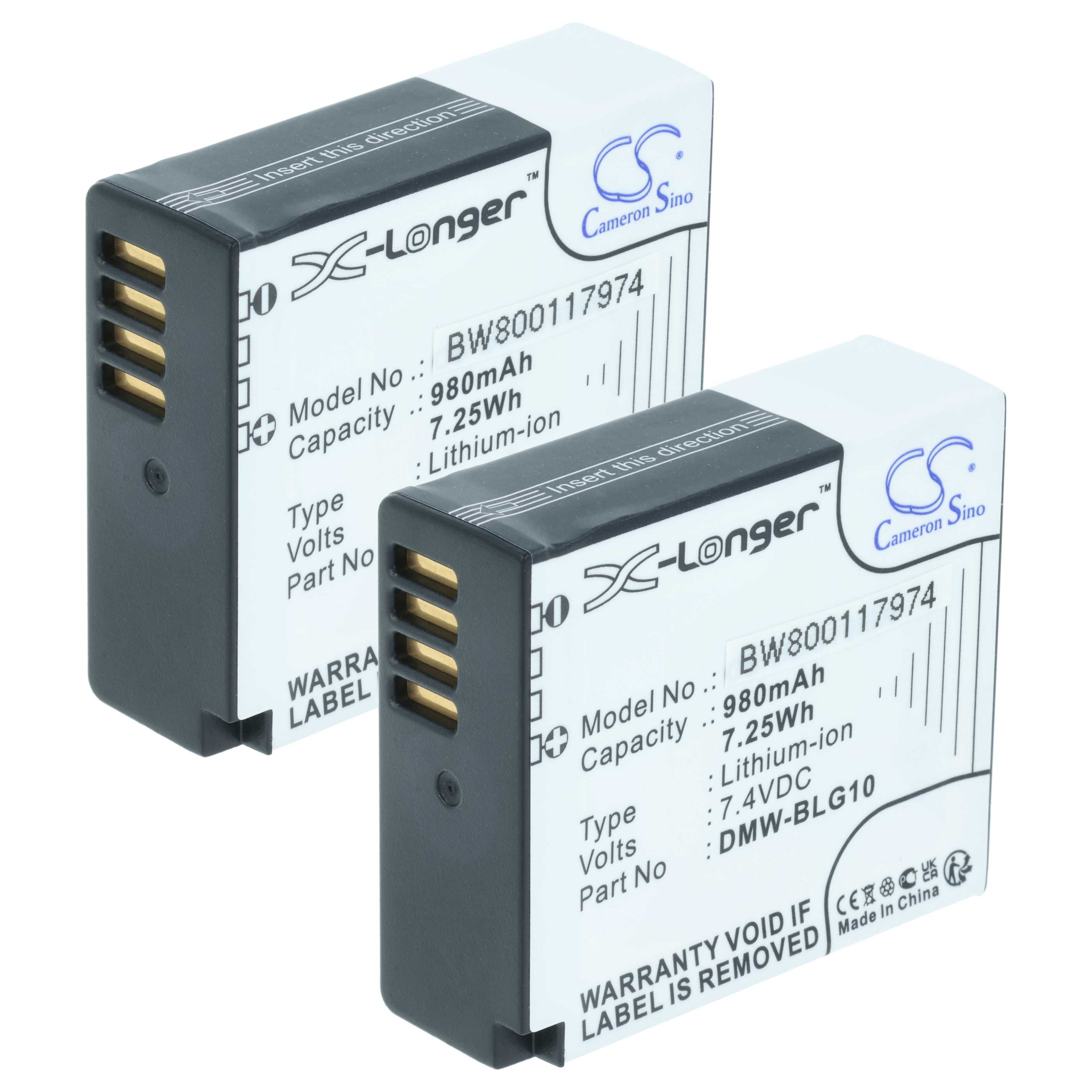 Kamera-Akku (2 Stück) als Ersatz für Leica BP-DC15E, BP-DC15 für Leica - 980mAh 7,4V Li-Ion
