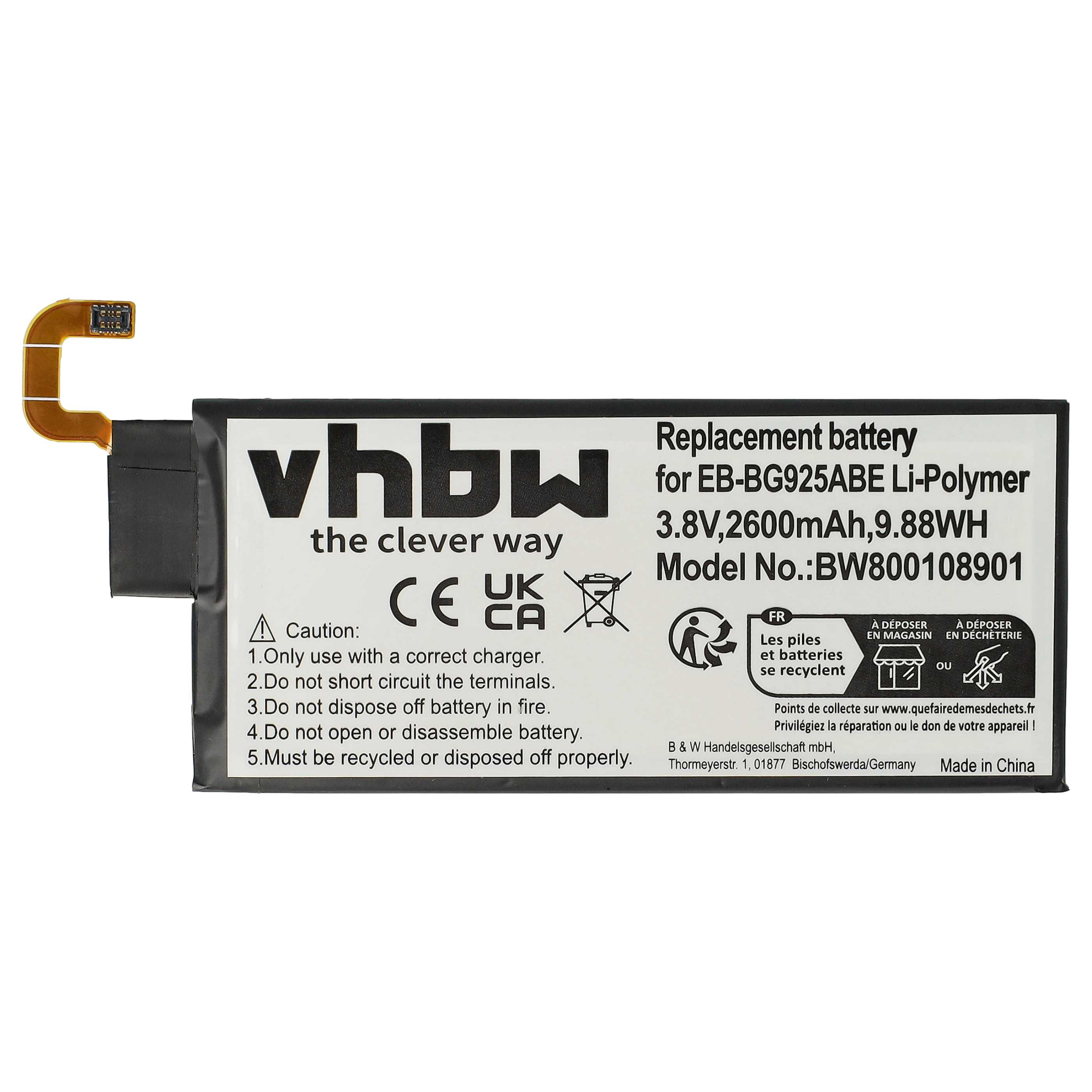 Akumulator do telefonu smartfona zamiennik Samsung EB-BG925ABE - 2600 mAh 3,8 V LiPo