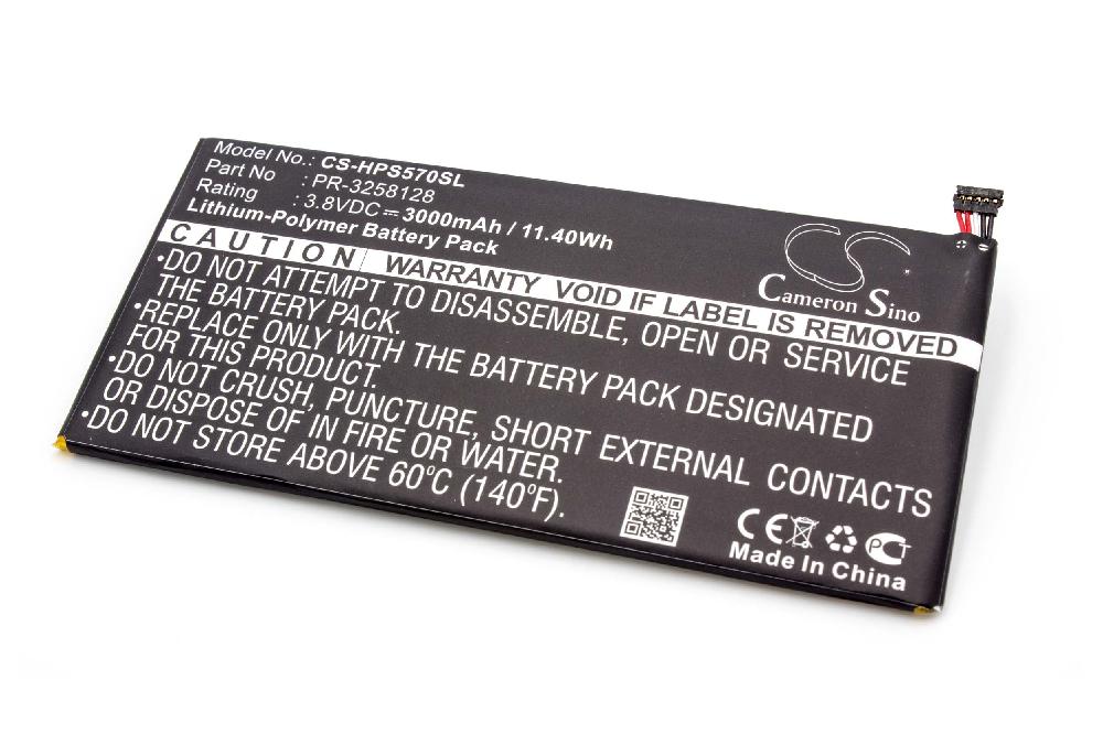 Batería reemplaza 795065-001, PR-3258128 para tablet, Pad HP - 3000 mAh 3,8 V Li-poli