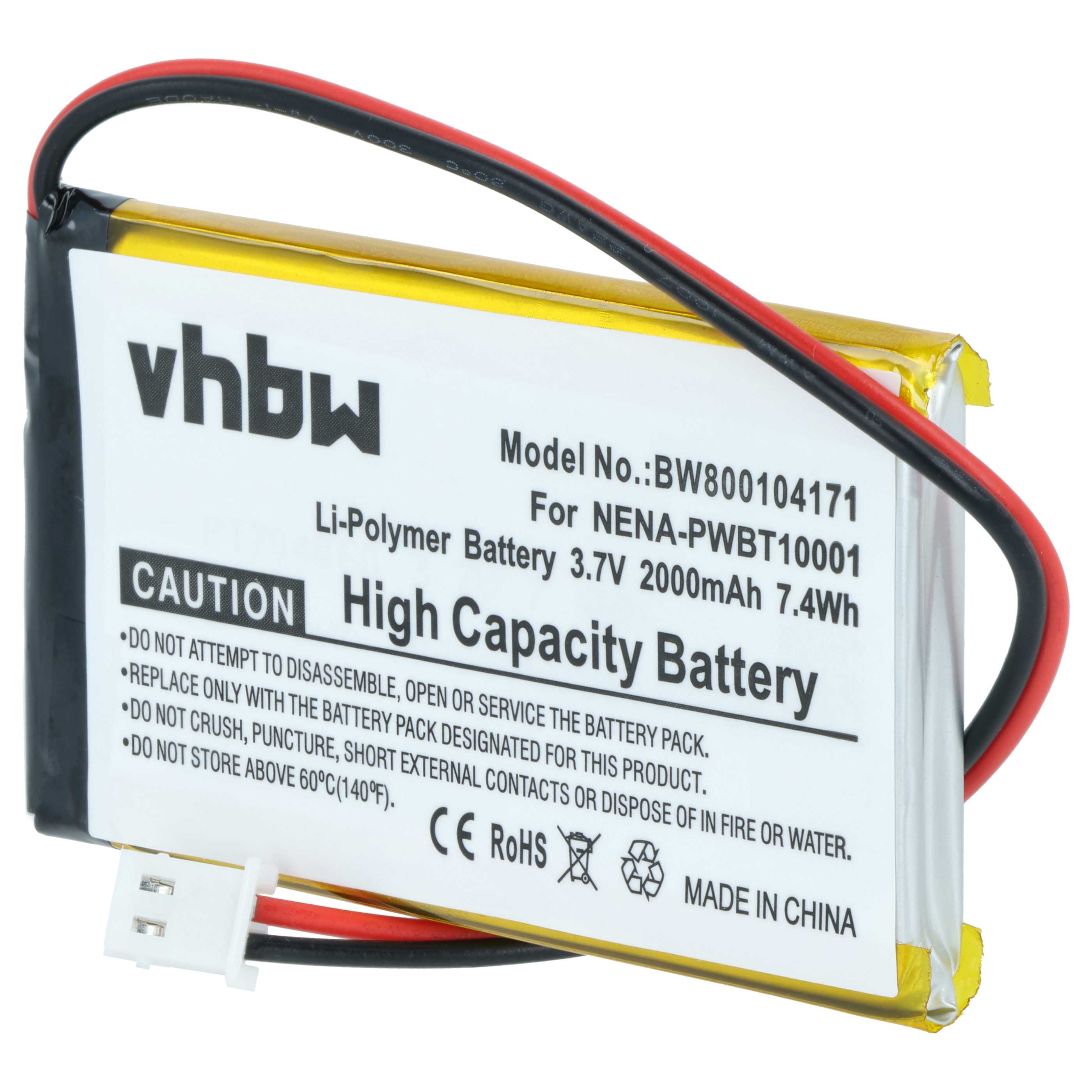 E-Book Battery replaces Nexto NENA-21120, NENA-PWBT10001 - 2000 mAh 3.7 V Li-polymer