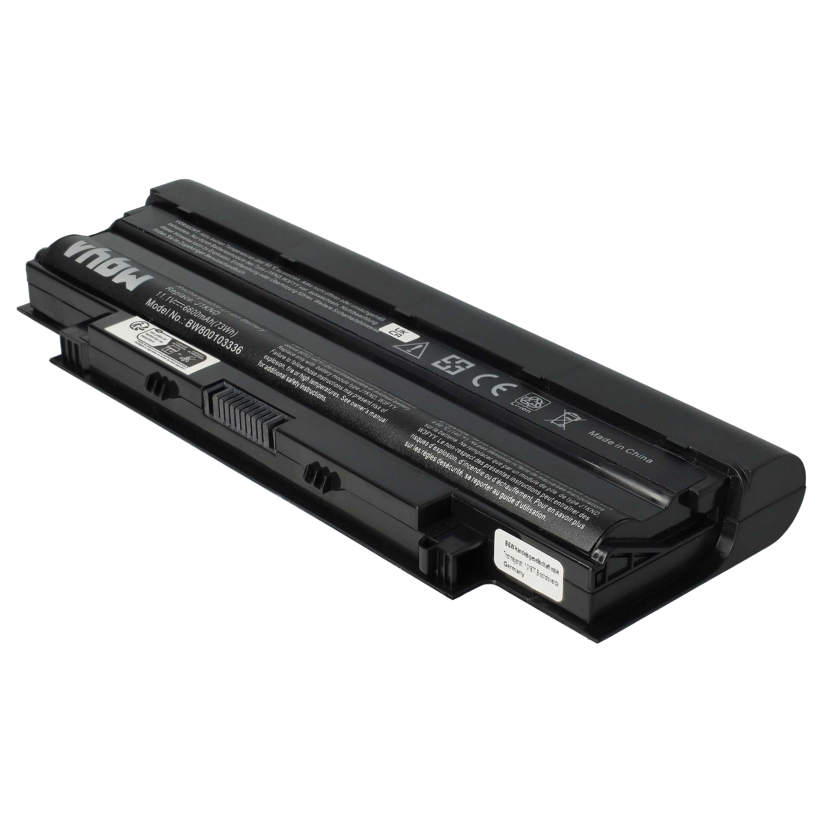 Akumulator do laptopa zamiennik Dell 07XFJJ, 0J1KND, 04YRJH, 06P6PN, 0383CW - 6600 mAh 11,1 V Li-Ion, czarny