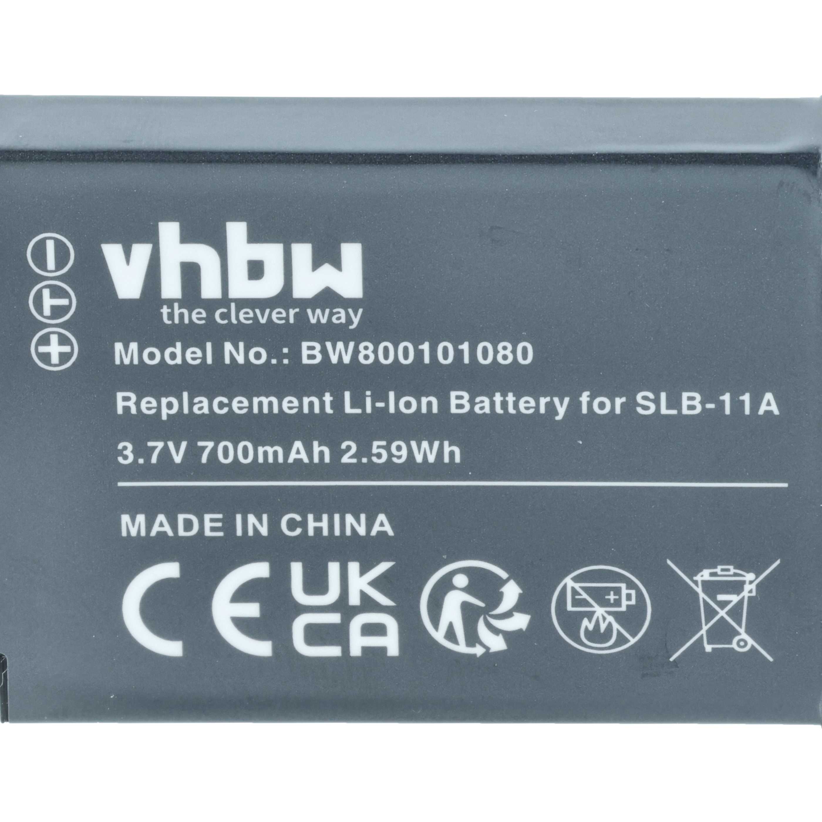 2x Akumulator do aparatu cyfrowego zamiennik Samsung SLB-11a - 700 mAh 3,6 V Li-Ion