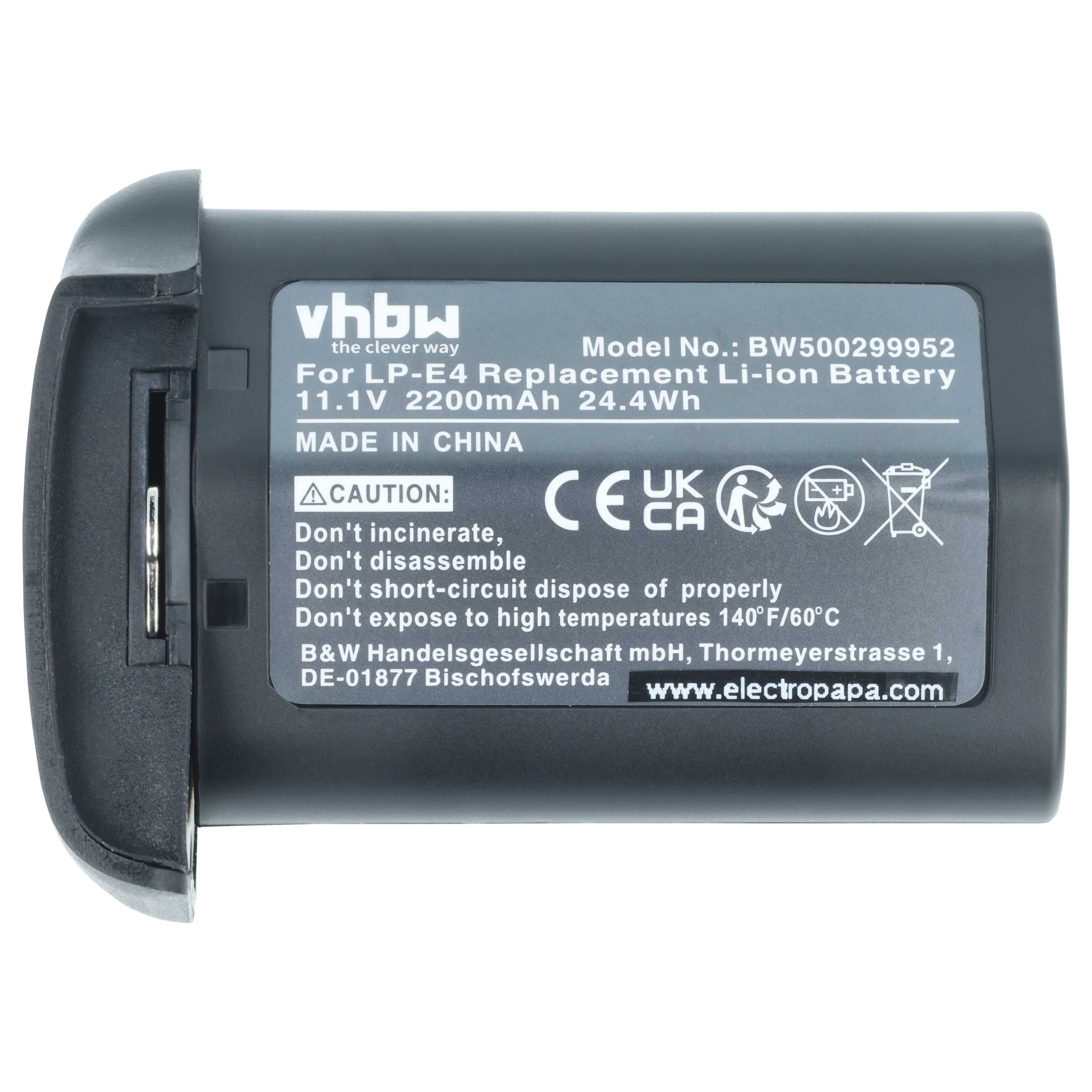 Battery replaces Canon LP-E4N, LP-E4 - 2200mAh, 11.1V, Li-Ion