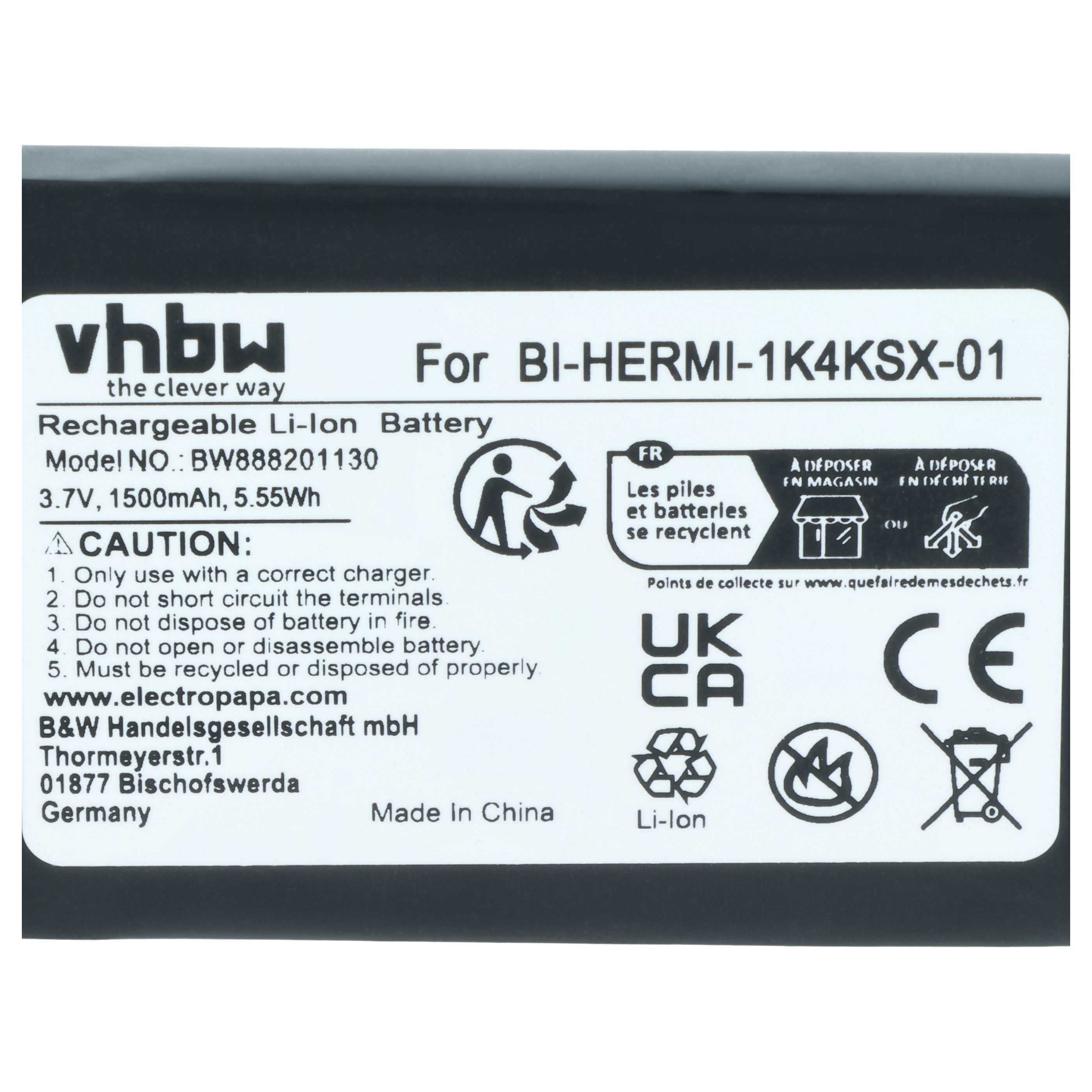 5x Batteries remplace Cisco BI-HERMI-1K4KSX-01 pour téléphone Cisco - 1500mAh 3,7V Li-ion